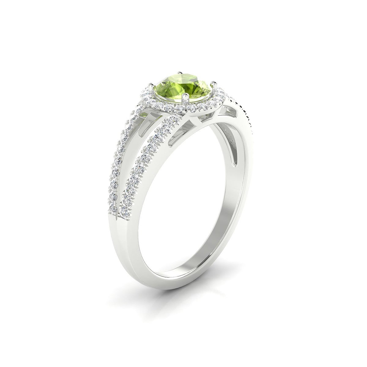 Grace | 18k White Gold 6 mm Round Peridot Ring