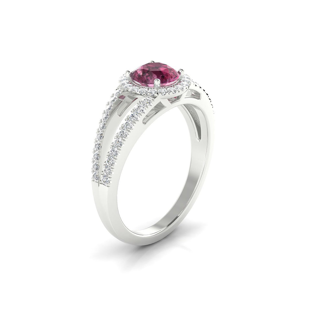 Grace | 18k White Gold 6 mm Round Rhodolite Ring