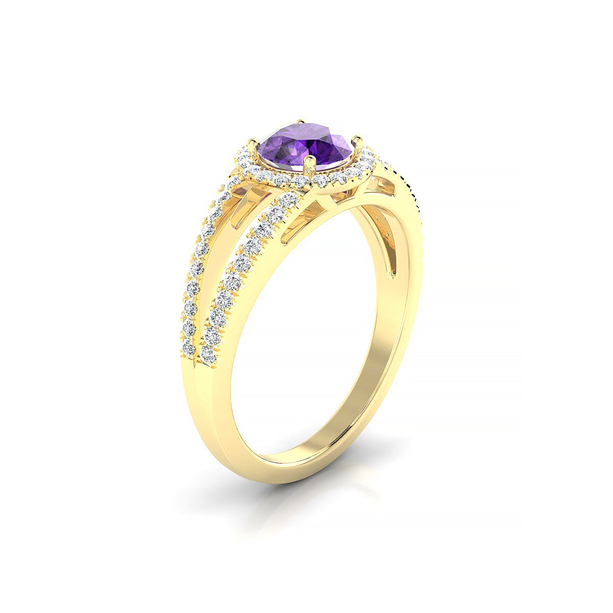 Grace | 18k Yellow Gold 6 mm Round Amethyst Ring
