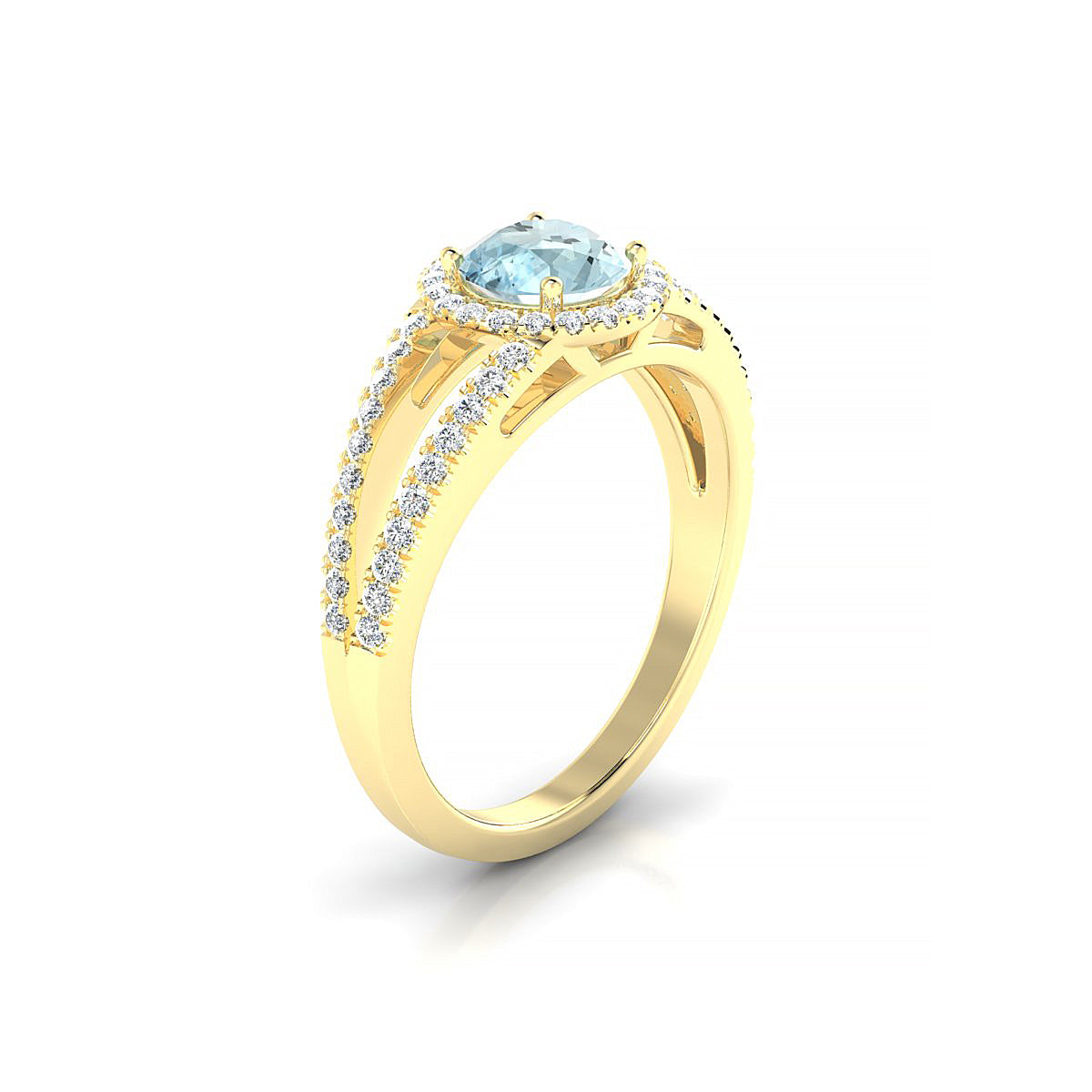 Grace | 18k Yellow Gold 6 mm Round Aquamarine Ring