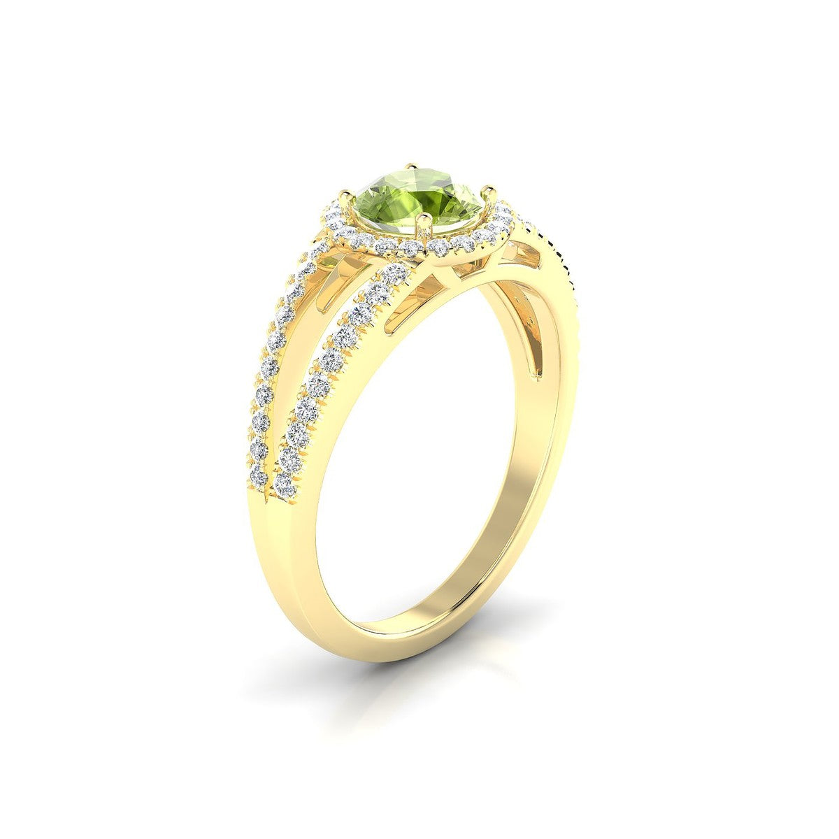 Grace | 18k Yellow Gold 6 mm Round Peridot Ring
