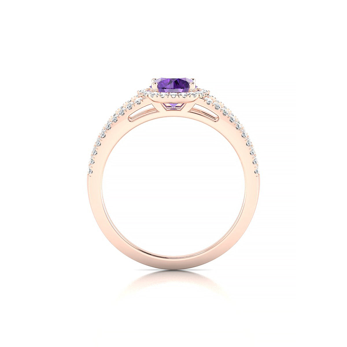 Grace | 18k Rose Gold 6 mm Round Amethyst Ring