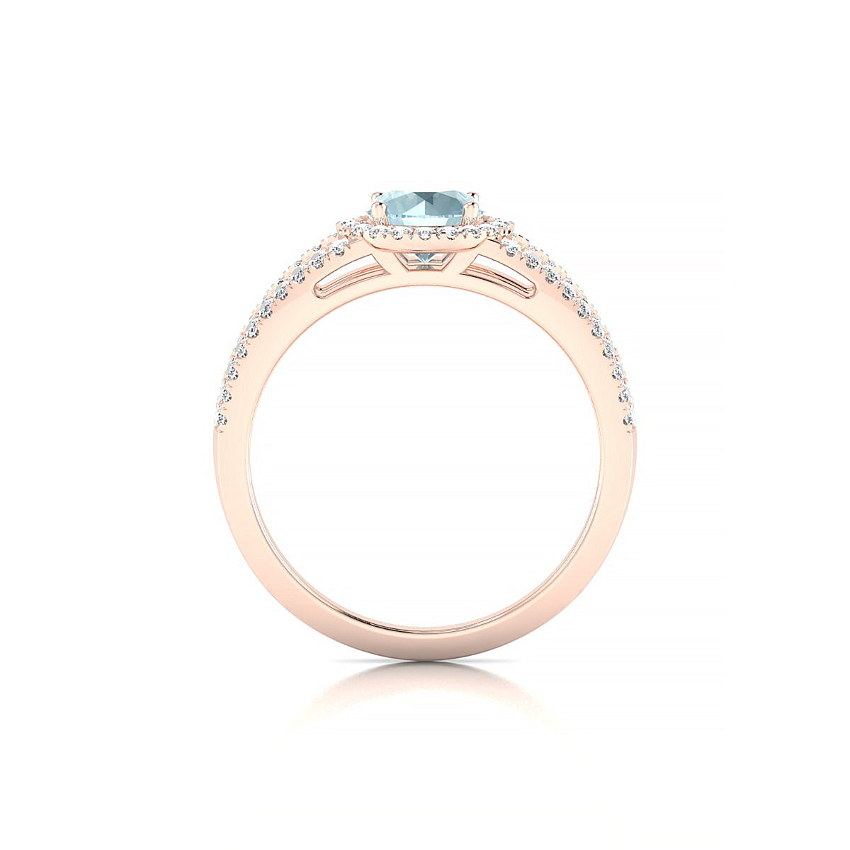 Grace | 18k Rose Gold 6 mm Round Aquamarine Ring