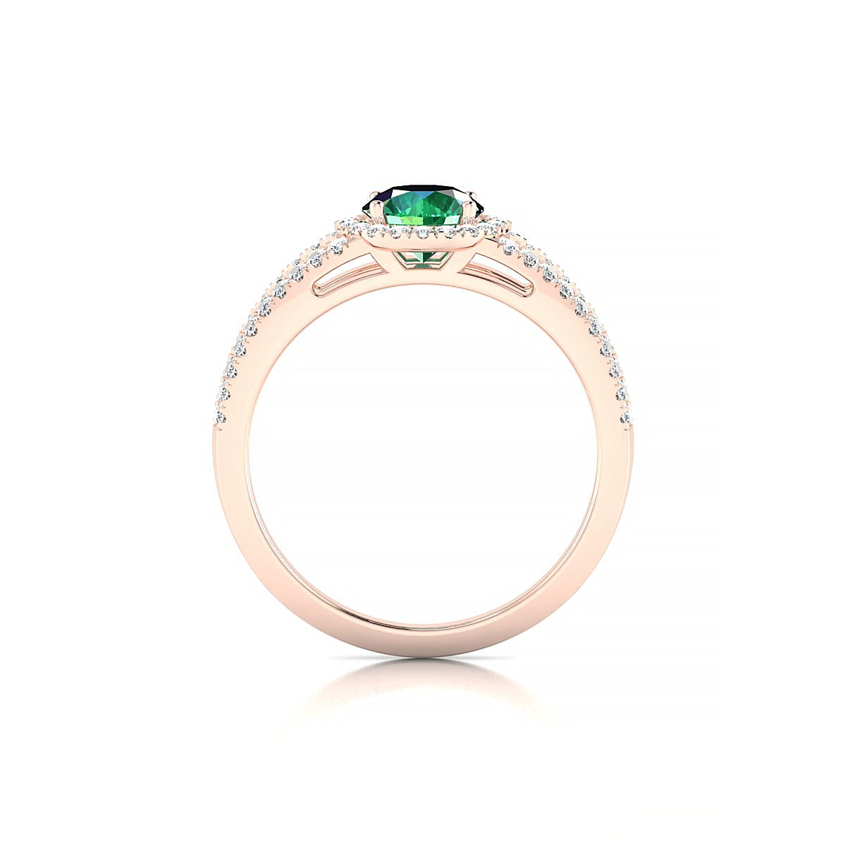 Grace | 18k Rose Gold 6 mm Round Emerald Ring