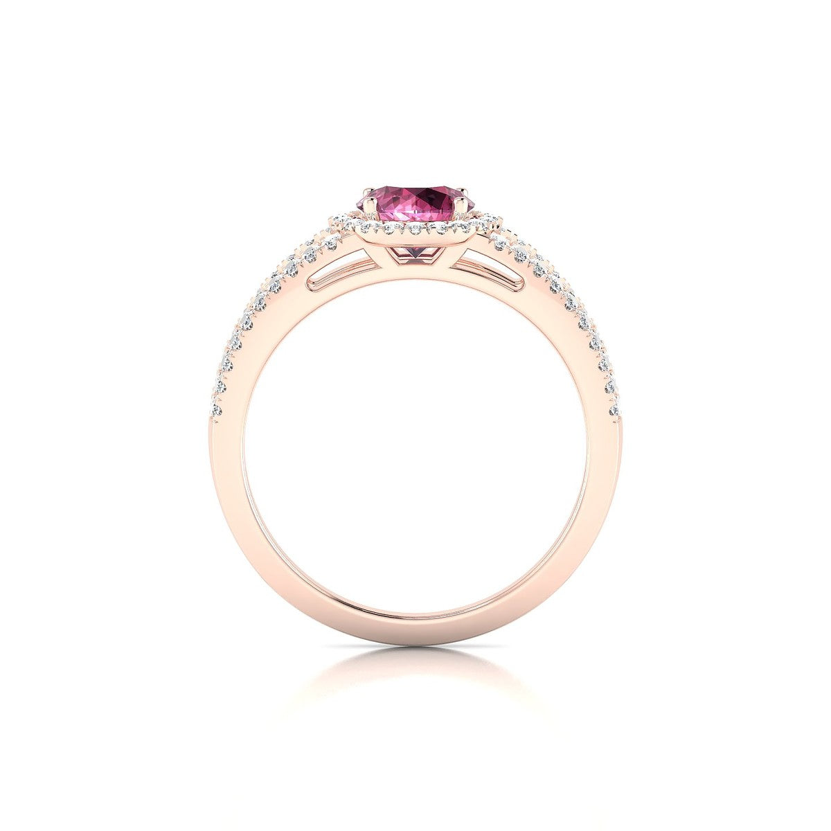 Grace | 18k Rose Gold 6 mm Round Rhodolite Ring