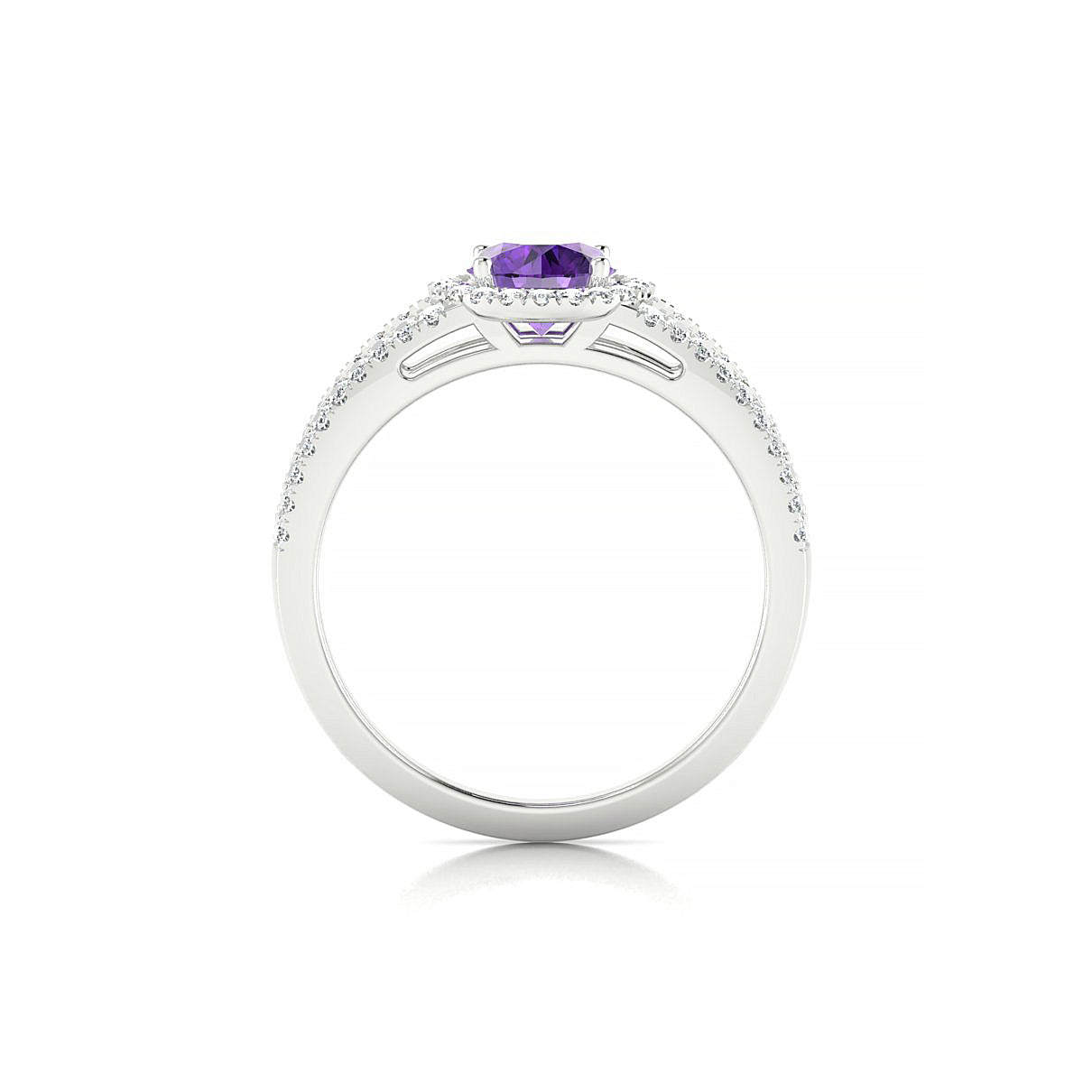 Grace | 18k White Gold 6 mm Round Amethyst Ring