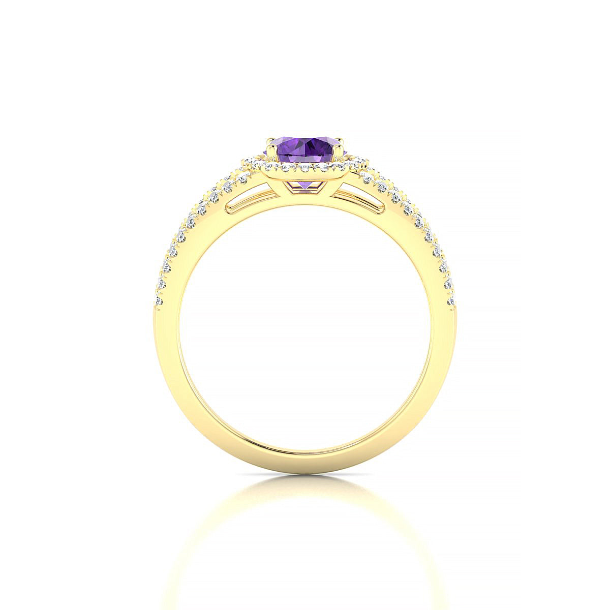 Grace | 18k Yellow Gold 6 mm Round Amethyst Ring