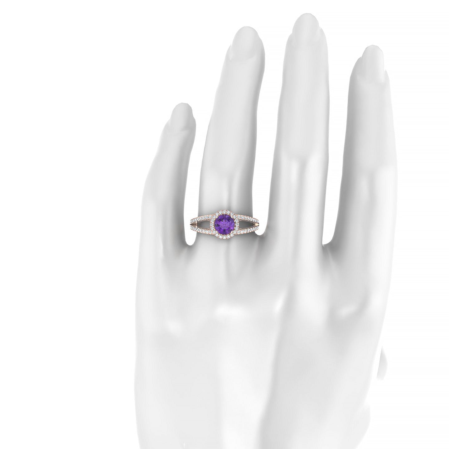 Grace | 18k Rose Gold 6 mm Round Amethyst Ring
