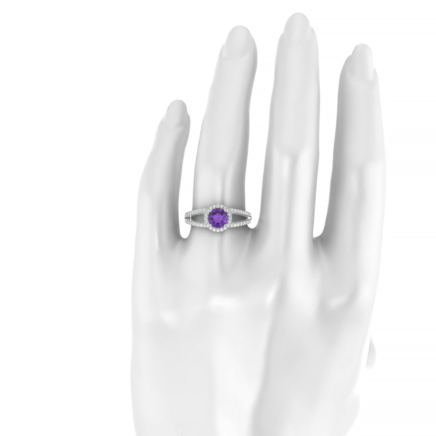 Grace | 18k White Gold 6 mm Round Amethyst Ring