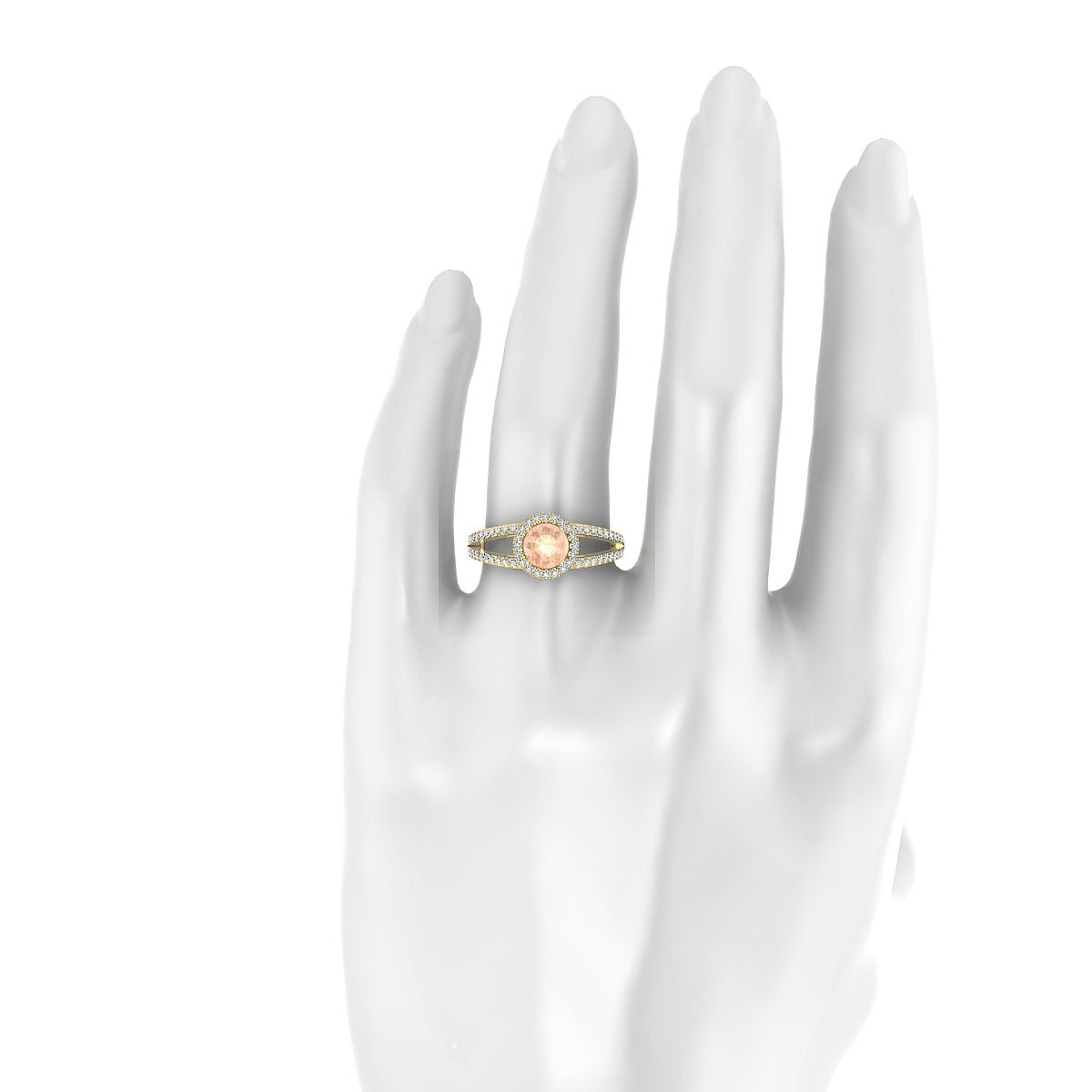 Grace | 18k Yellow Gold 6 mm Round Morganite Ring