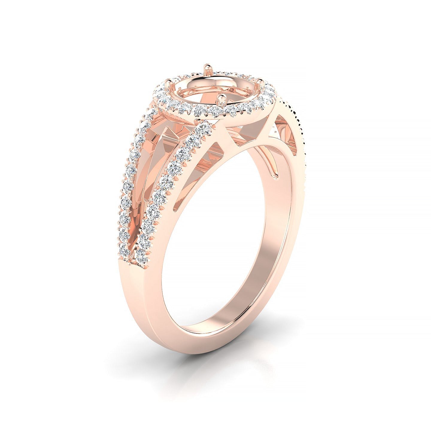 Grace Round 2-2.99 ct | 18k Rose Gold Halo Ring