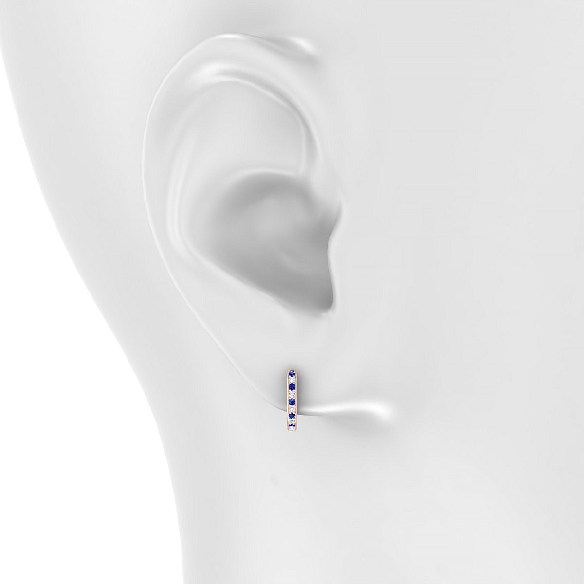 Harmony | 18k Rose Gold 1.1 mm Round Sapphire & Diamond Hoop Earrings