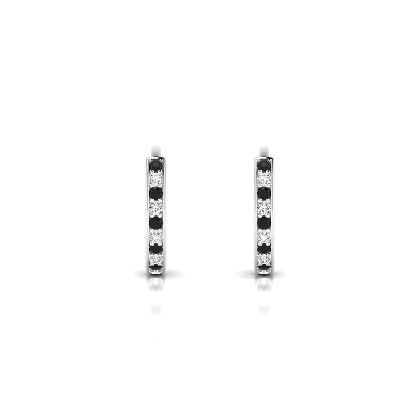 Harmony | 18k White Gold 1.1 mm Round Black Diamond Hoop Earrings