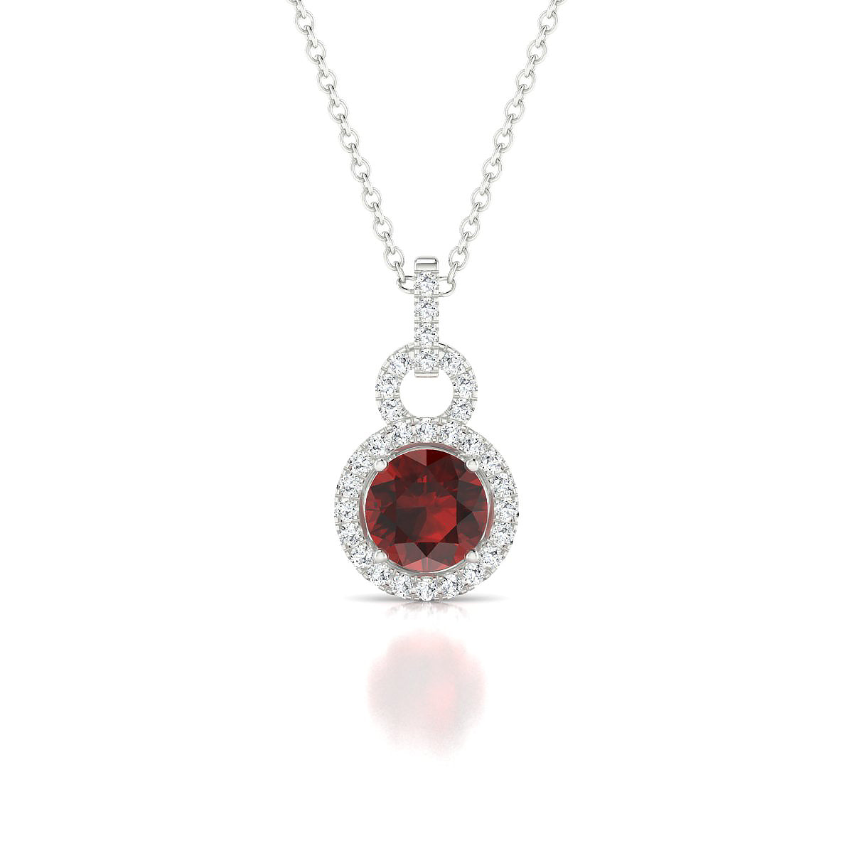 Haven | 18k White Gold 6 mm Round Garnet Pendant