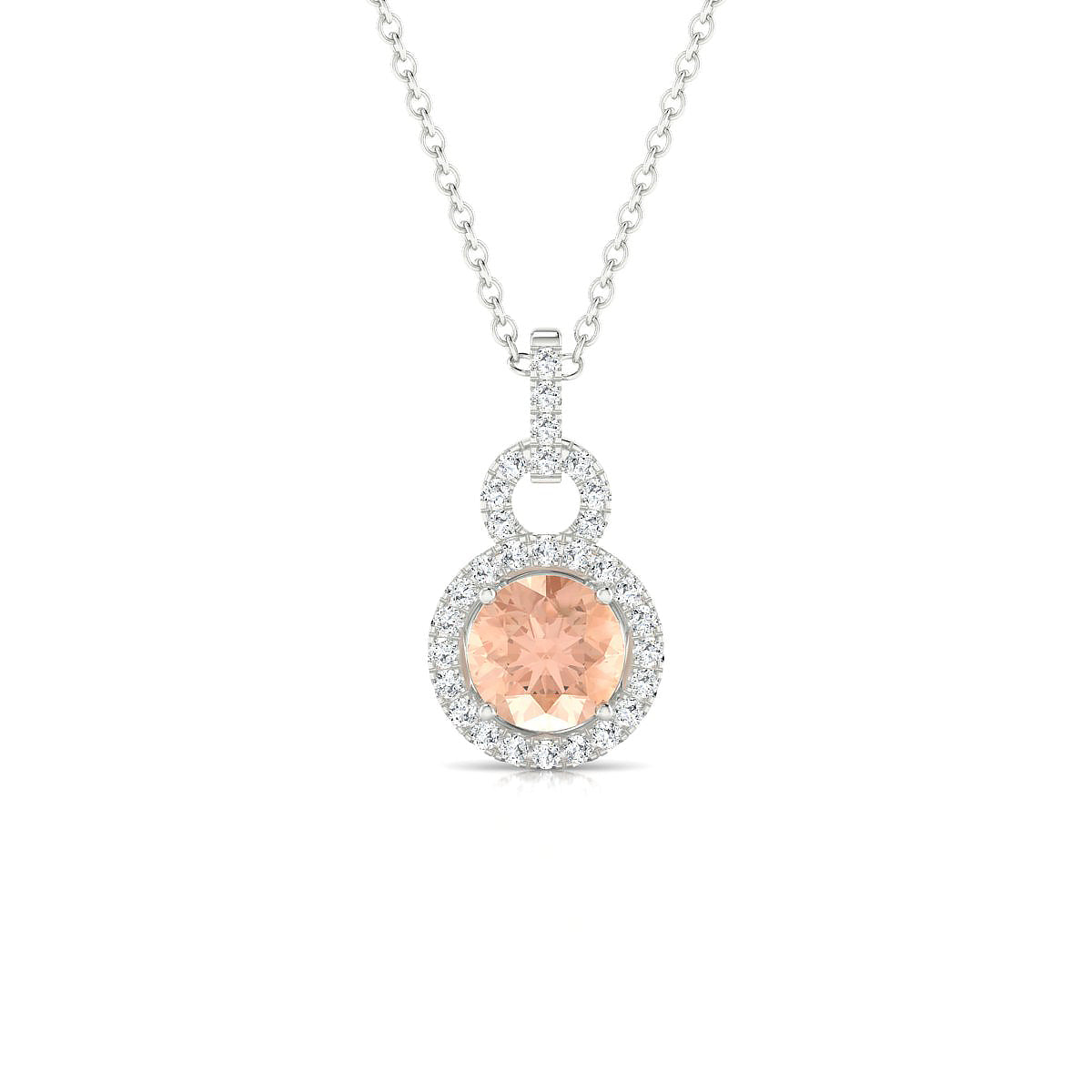 Haven | 18k White Gold 6 mm Round Morganite Pendant