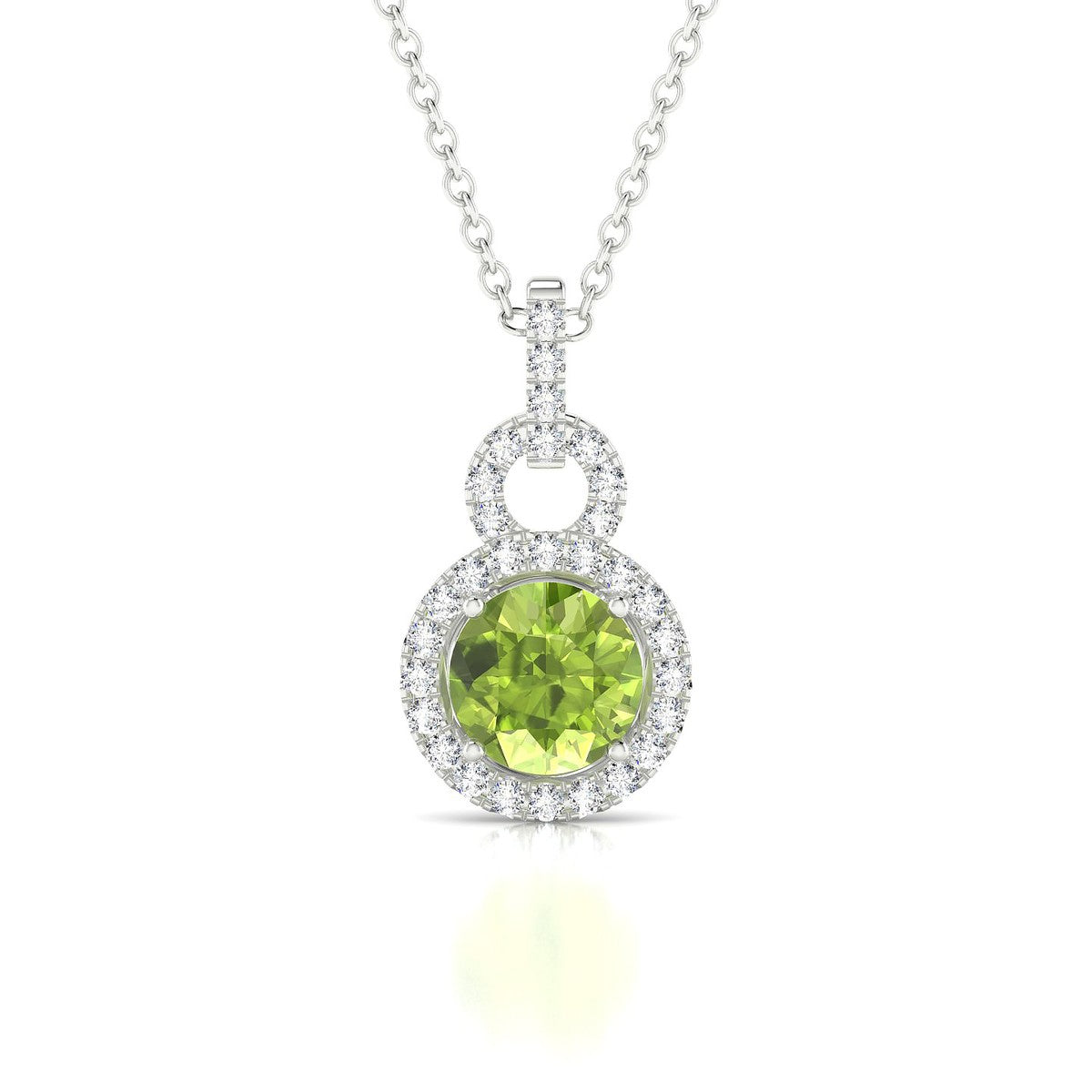 Haven | 18k White Gold 6 mm Round Peridot Pendant