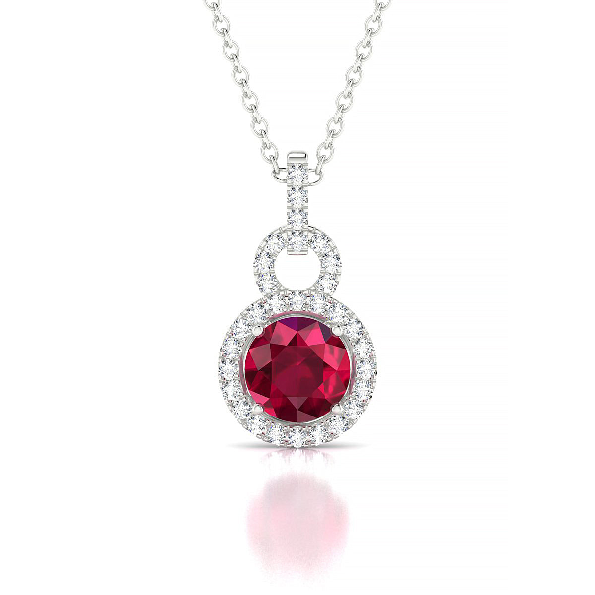 Haven | 18k White Gold 6 mm Round Ruby Pendant
