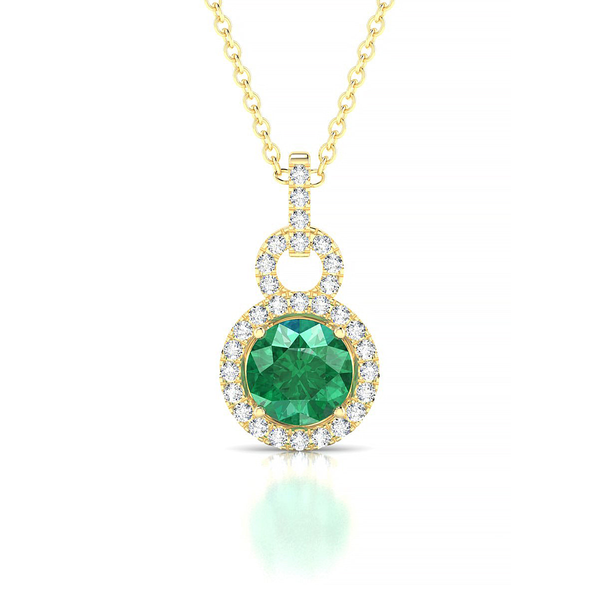 Haven | 18k Yellow Gold 6 mm Round Emerald Pendant