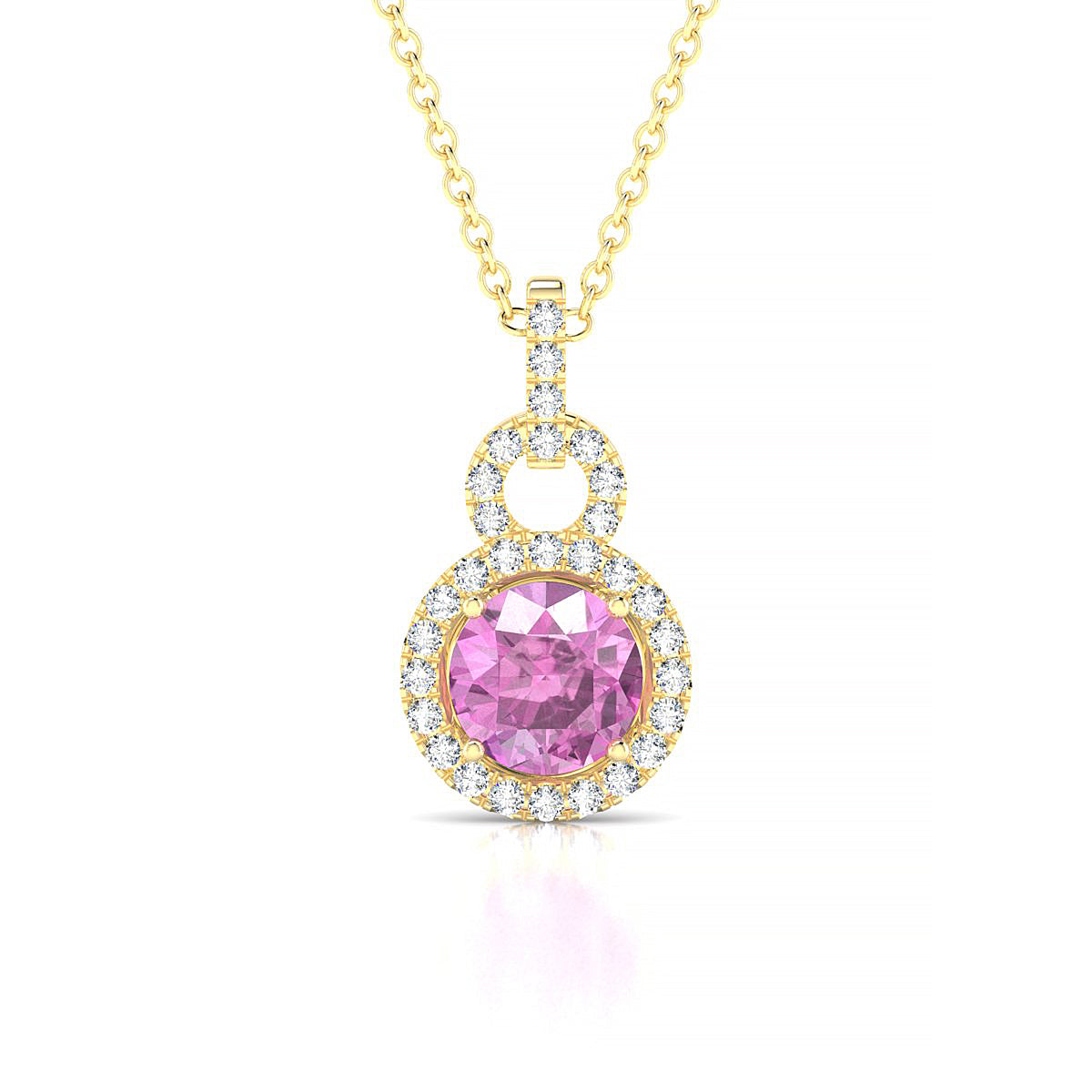 Haven | 18k Yellow Gold 6 mm Round Pink Sapphire Pendant