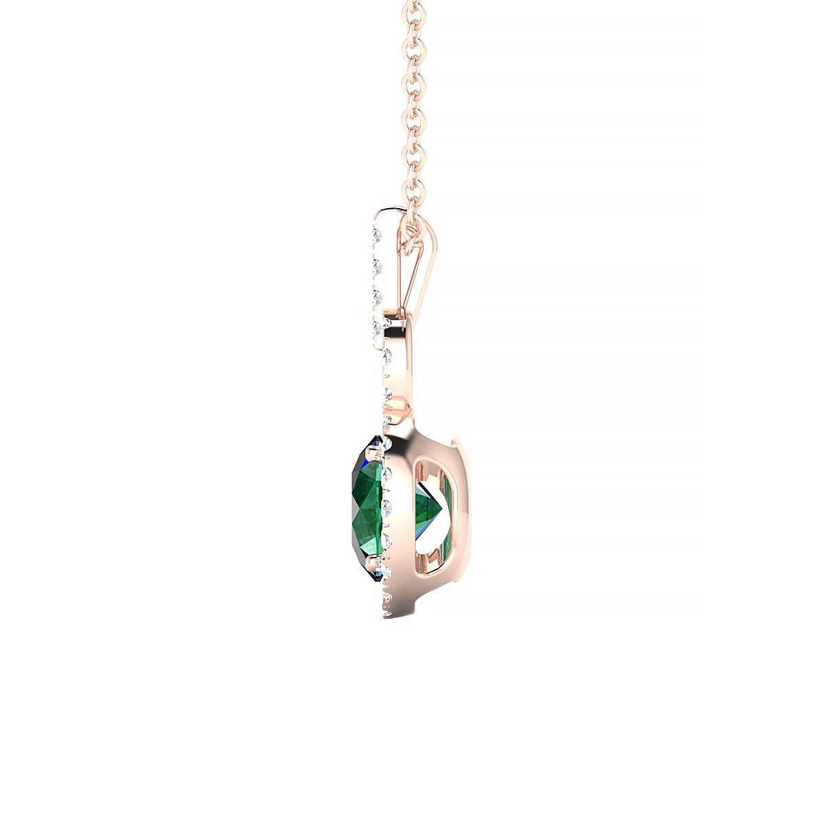 Haven | 18k Rose Gold 6 mm Round Emerald Pendant