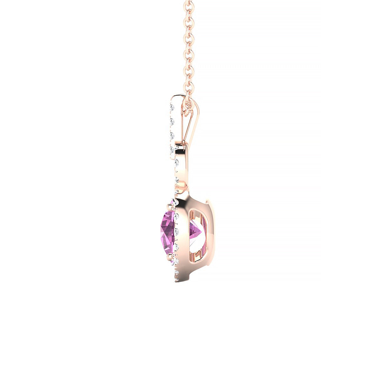 Haven | 18k Rose Gold 6 mm Round Pink Sapphire Pendant