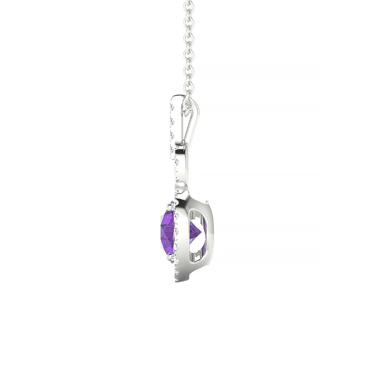 Haven | 18k White Gold 6 mm Round Amethyst Pendant