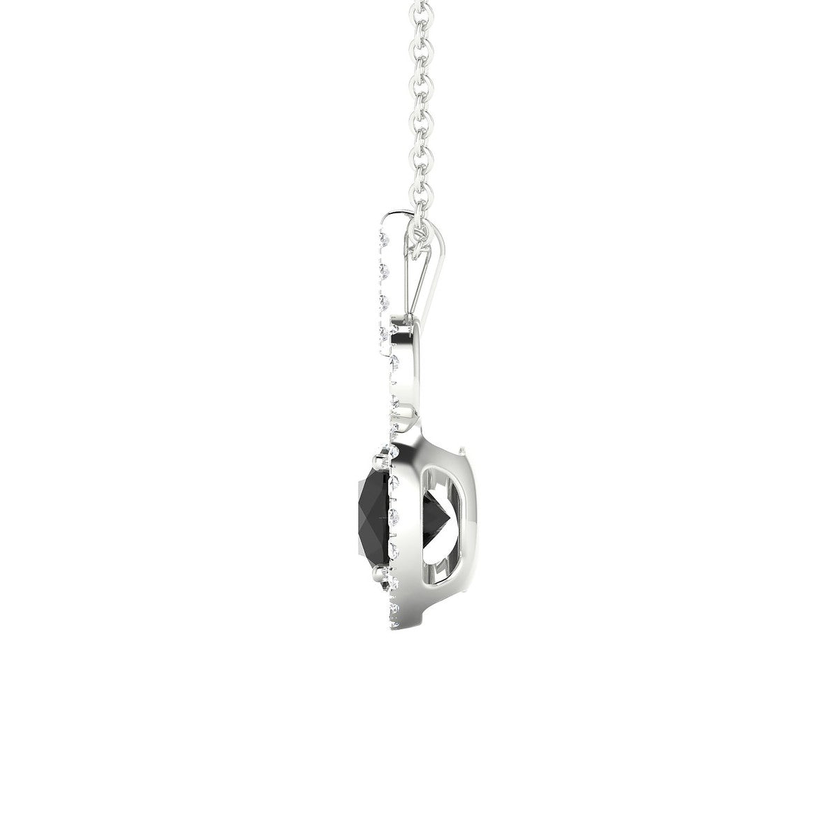 Haven | 18k White Gold 6 mm Round Black Diamond Pendant