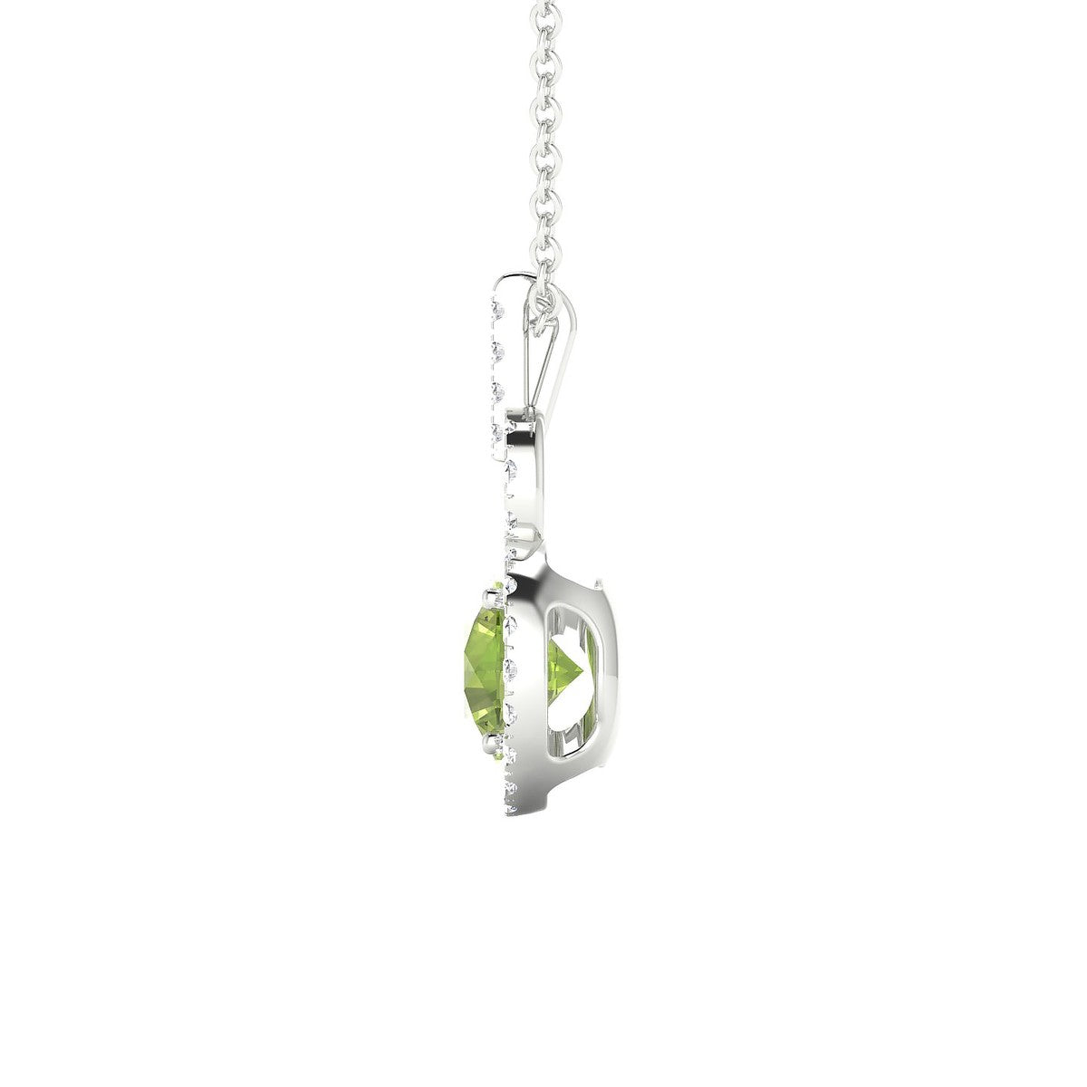 Haven | 18k White Gold 6 mm Round Peridot Pendant