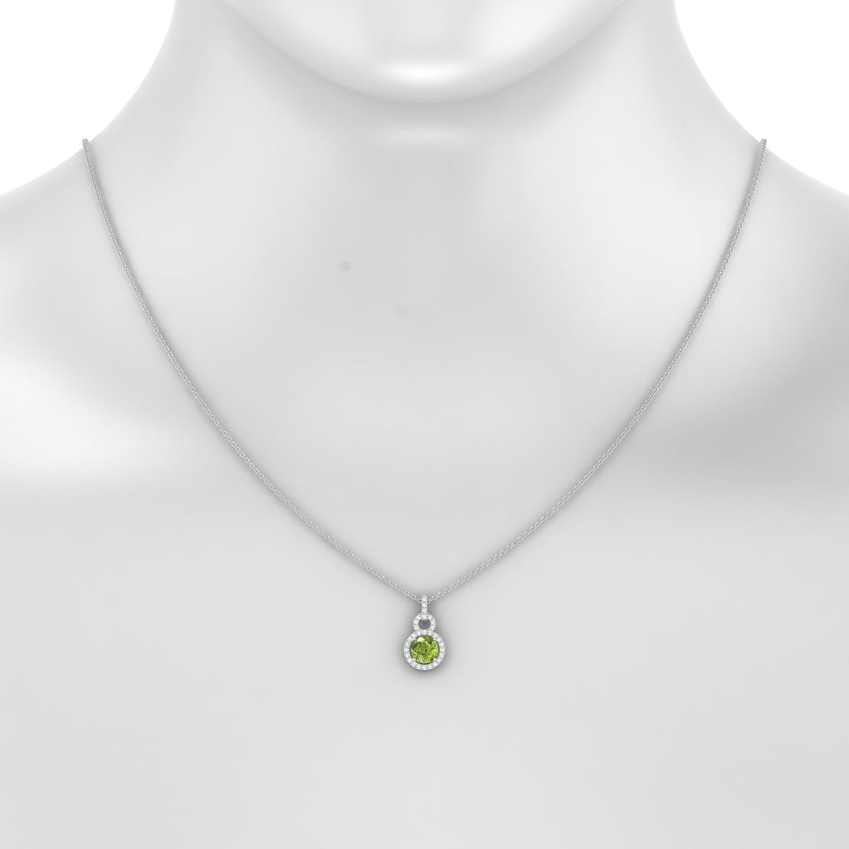 Haven | 18k White Gold 6 mm Round Peridot Pendant