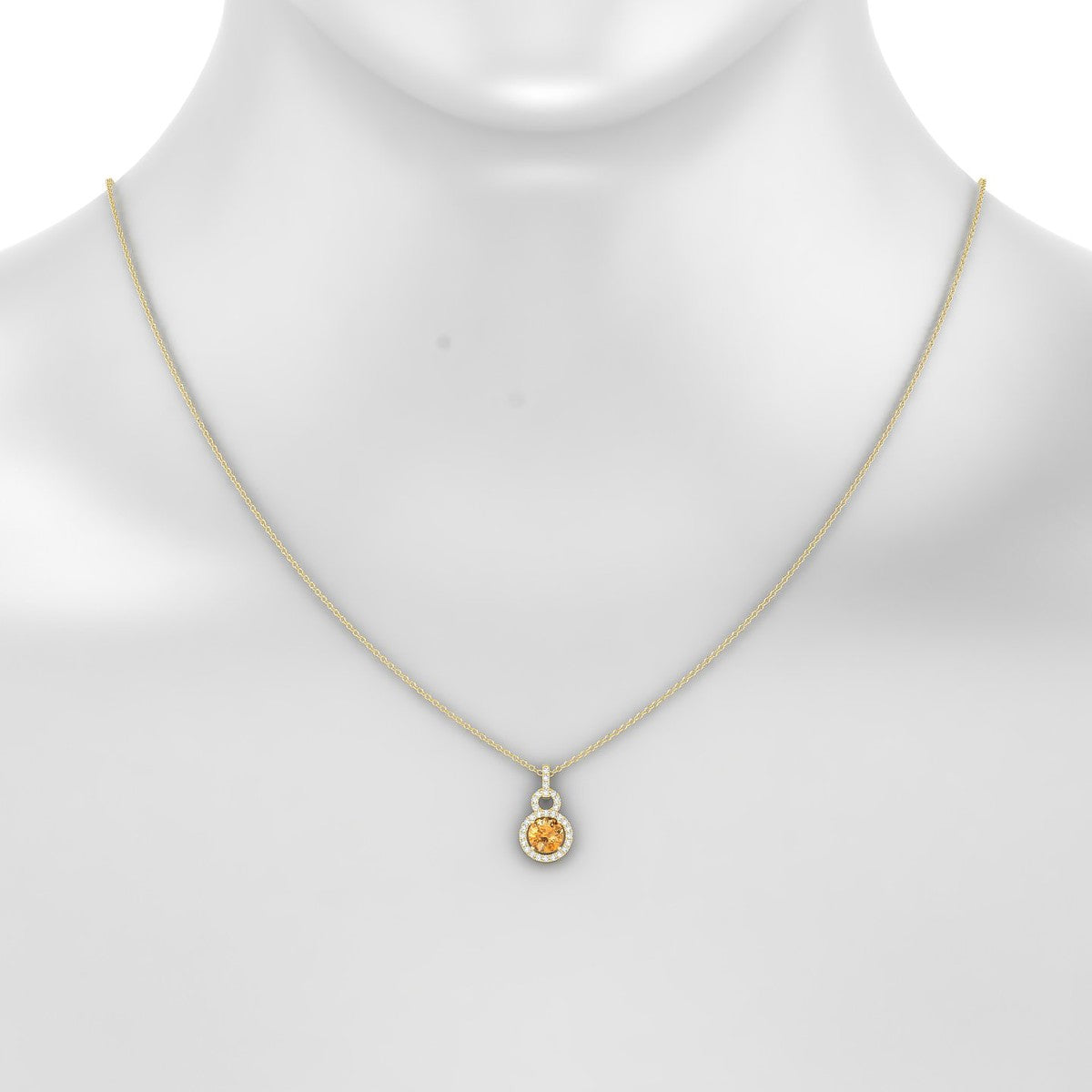 Haven | 18k Yellow Gold 6 mm Round Citrine Pendant