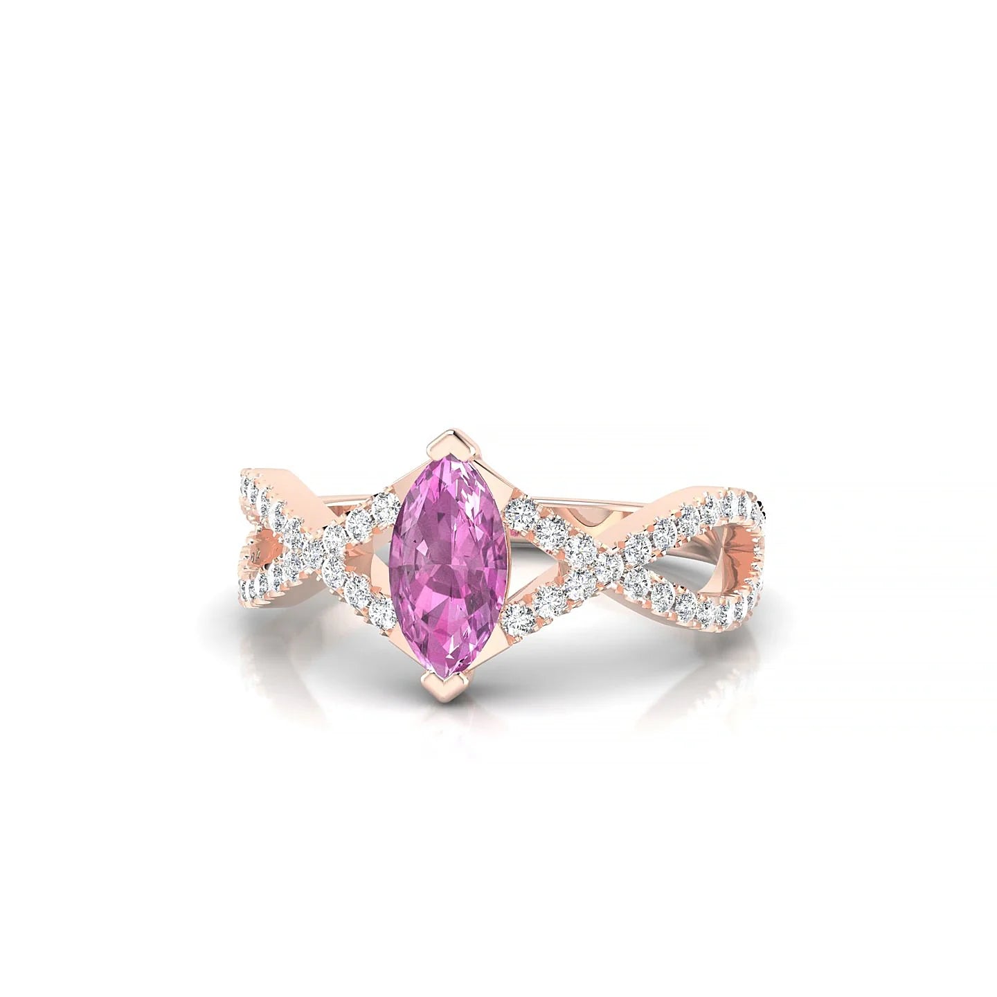 Haze | 18k Rose Gold 8 x 4 mm Marquise Pink Sapphire Ring