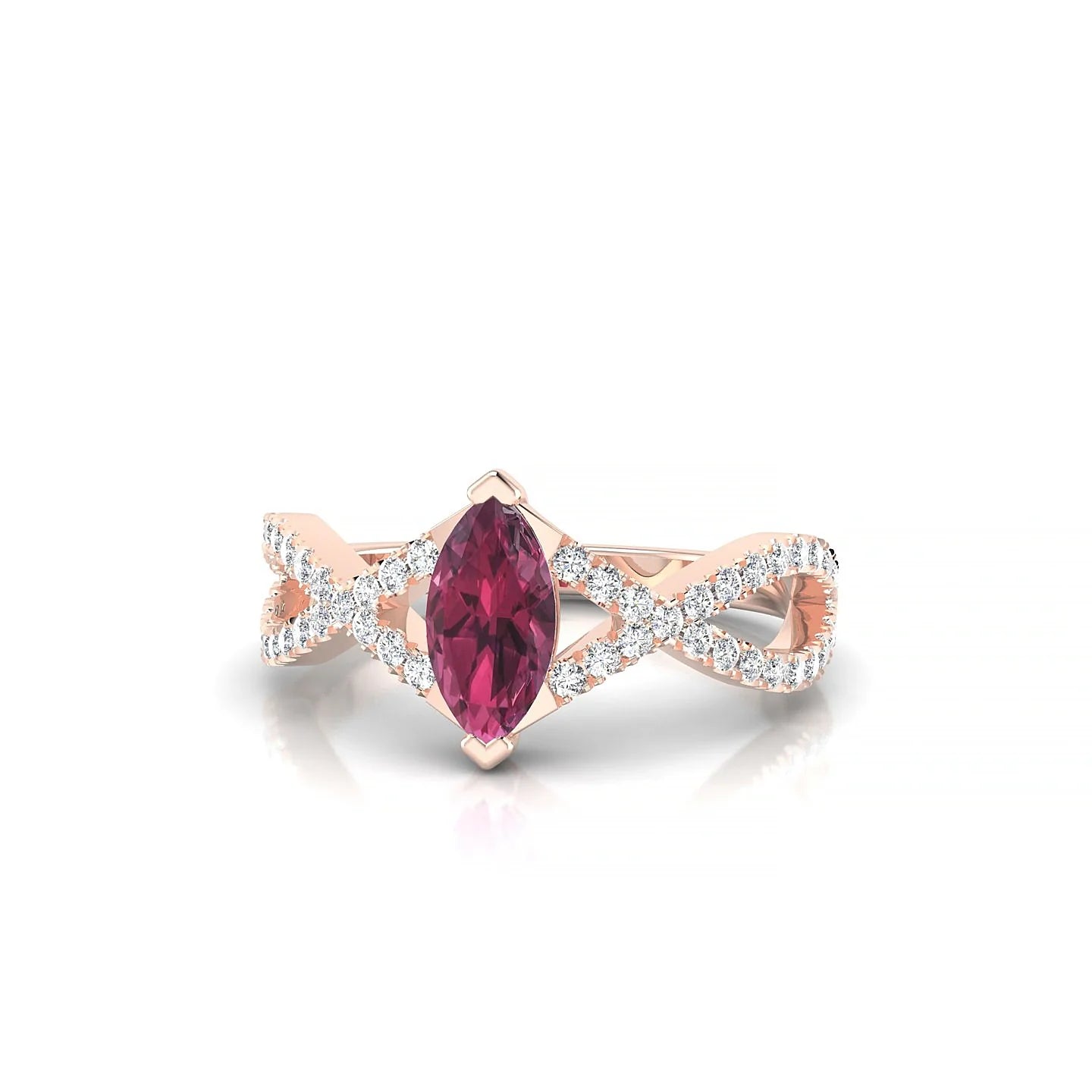 Haze | 18k Rose Gold 8 x 4 mm Marquise Rhodolite Ring