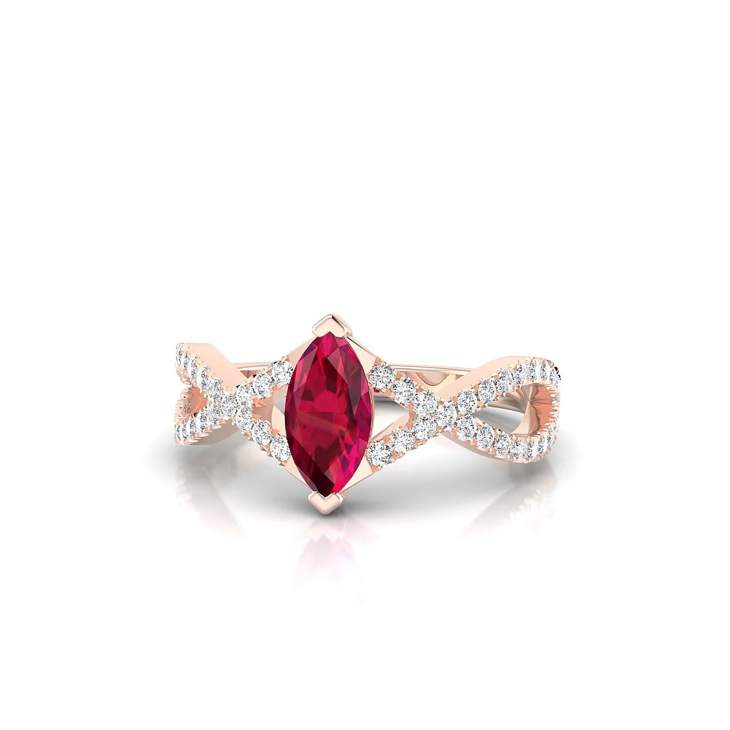 Haze | 18k Rose Gold 8 x 4 mm Marquise Ruby Ring