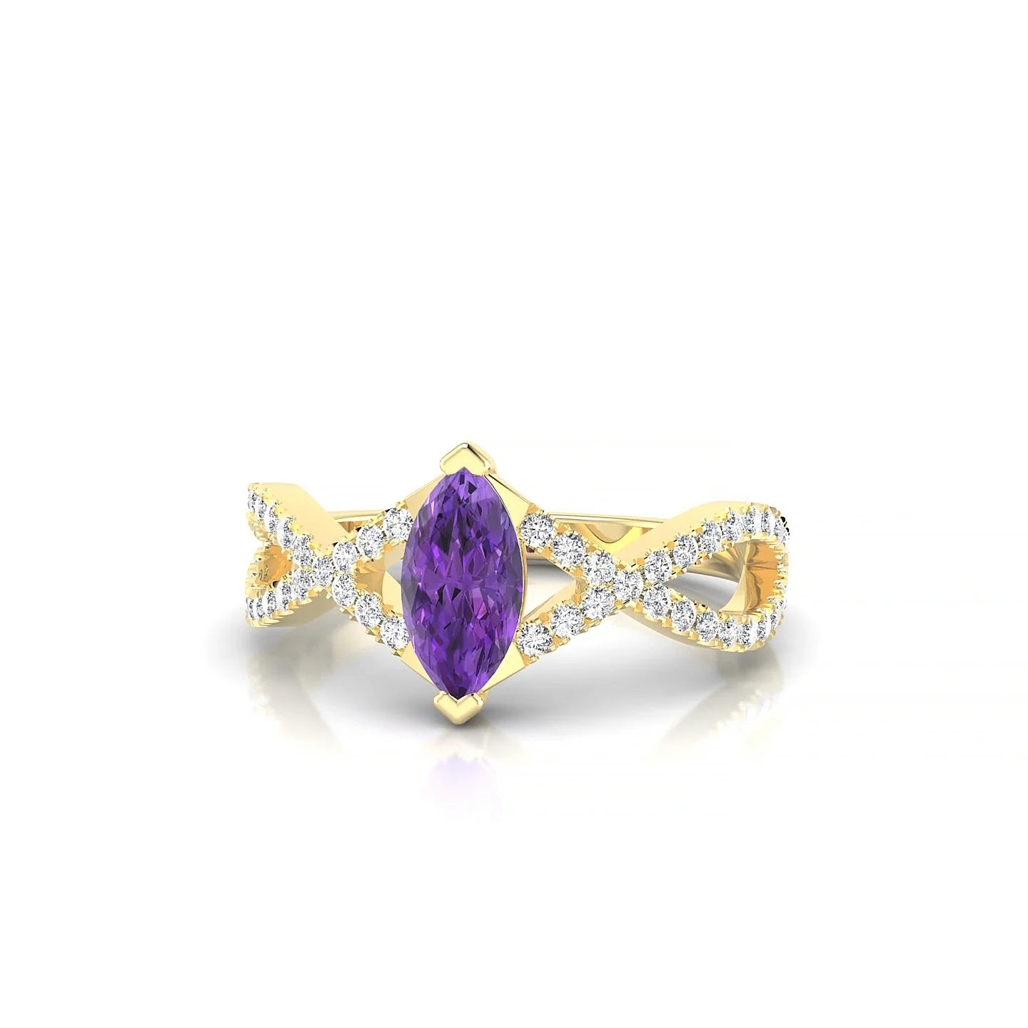 Haze | 18k Yellow Gold 8 x 4 mm Marquise Amethyst Ring