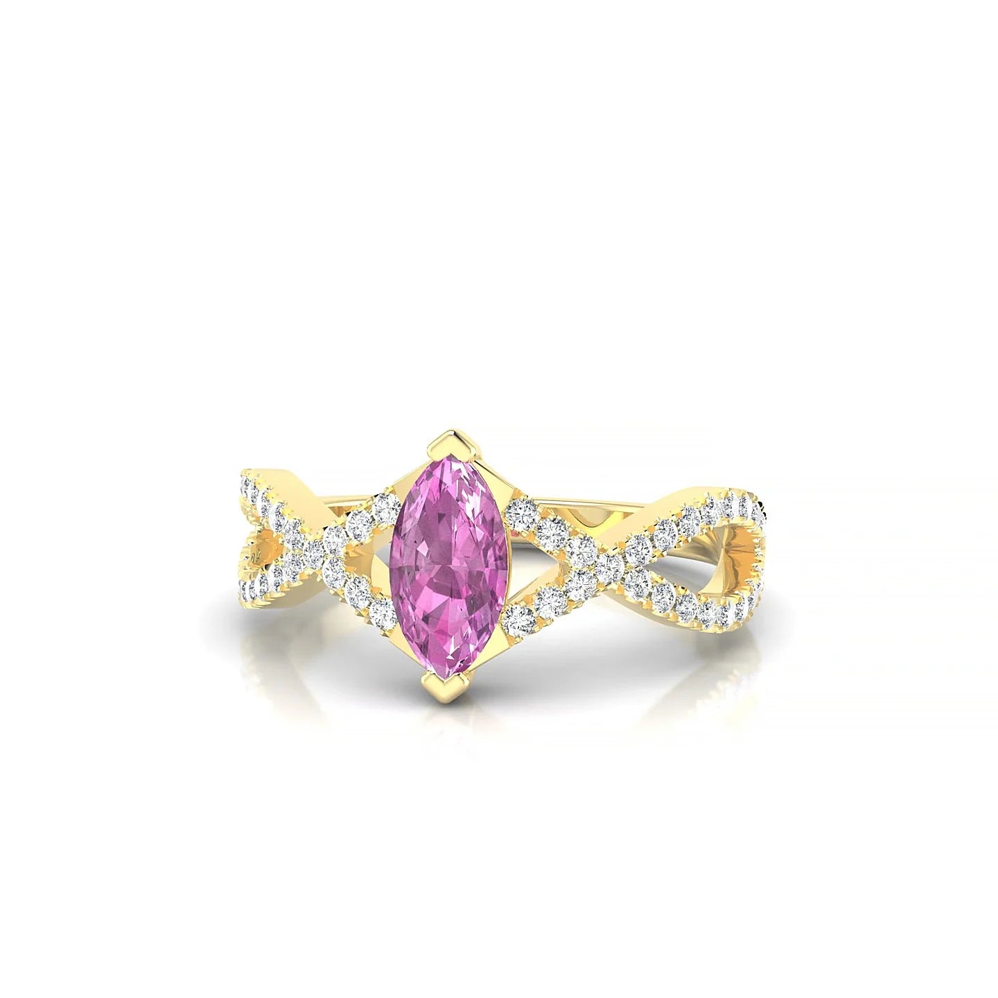 Haze | 18k Yellow Gold 8 x 4 mm Marquise Pink Sapphire Ring