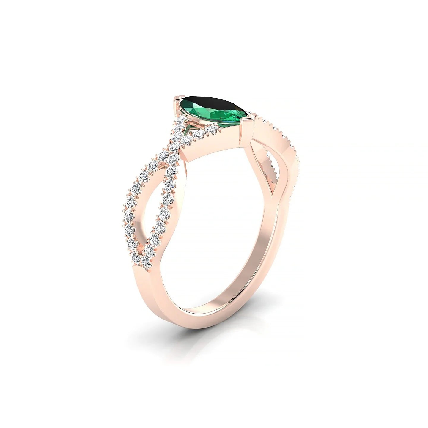 Haze | 18k Rose Gold 8 x 4 mm Marquise Emerald Ring