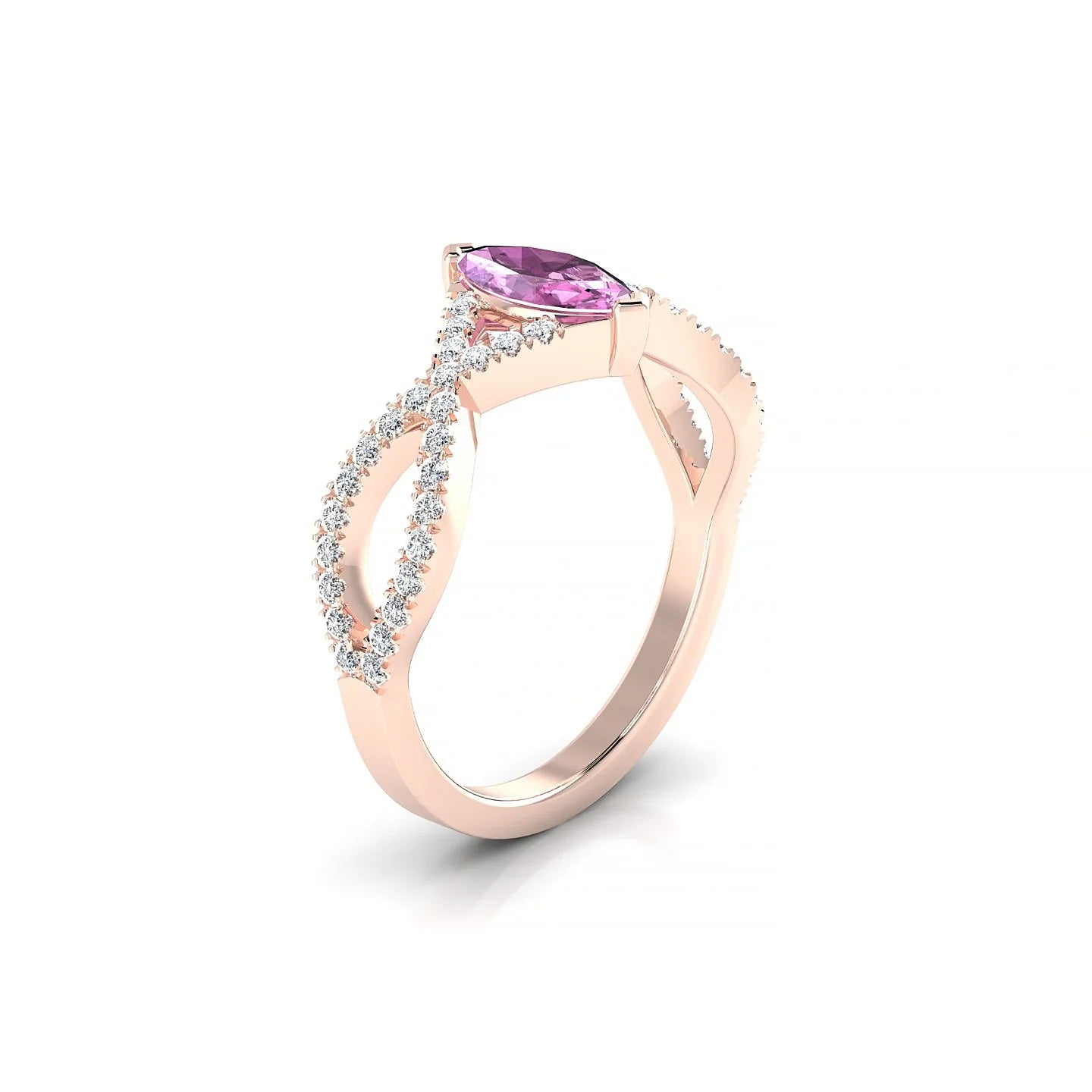 Haze | 18k Rose Gold 8 x 4 mm Marquise Pink Sapphire Ring