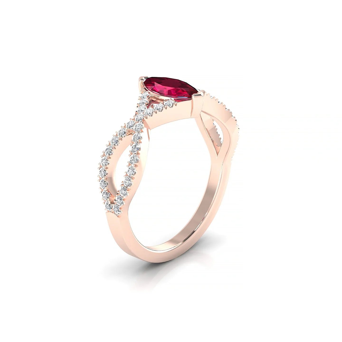Haze | 18k Rose Gold 8 x 4 mm Marquise Ruby Ring