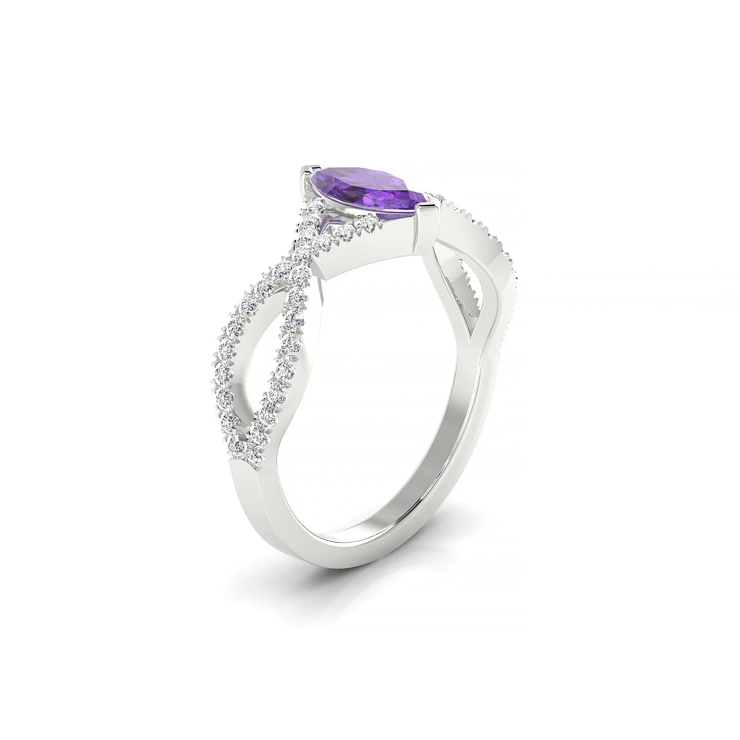 Haze | 18k White Gold 8 x 4 mm Marquise Amethyst Ring