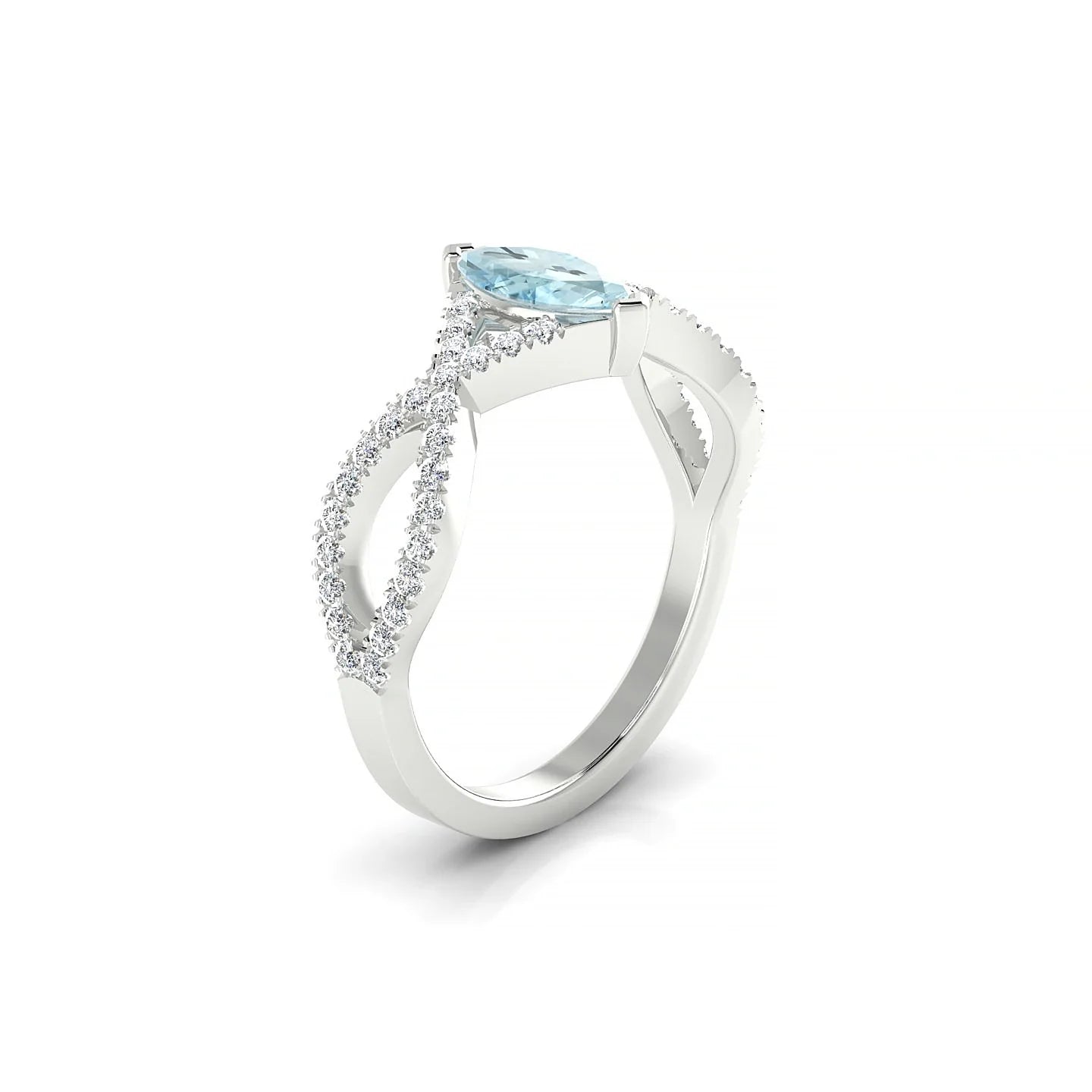 Haze | 18k White Gold 8 x 4 mm Marquise Aquamarine Ring
