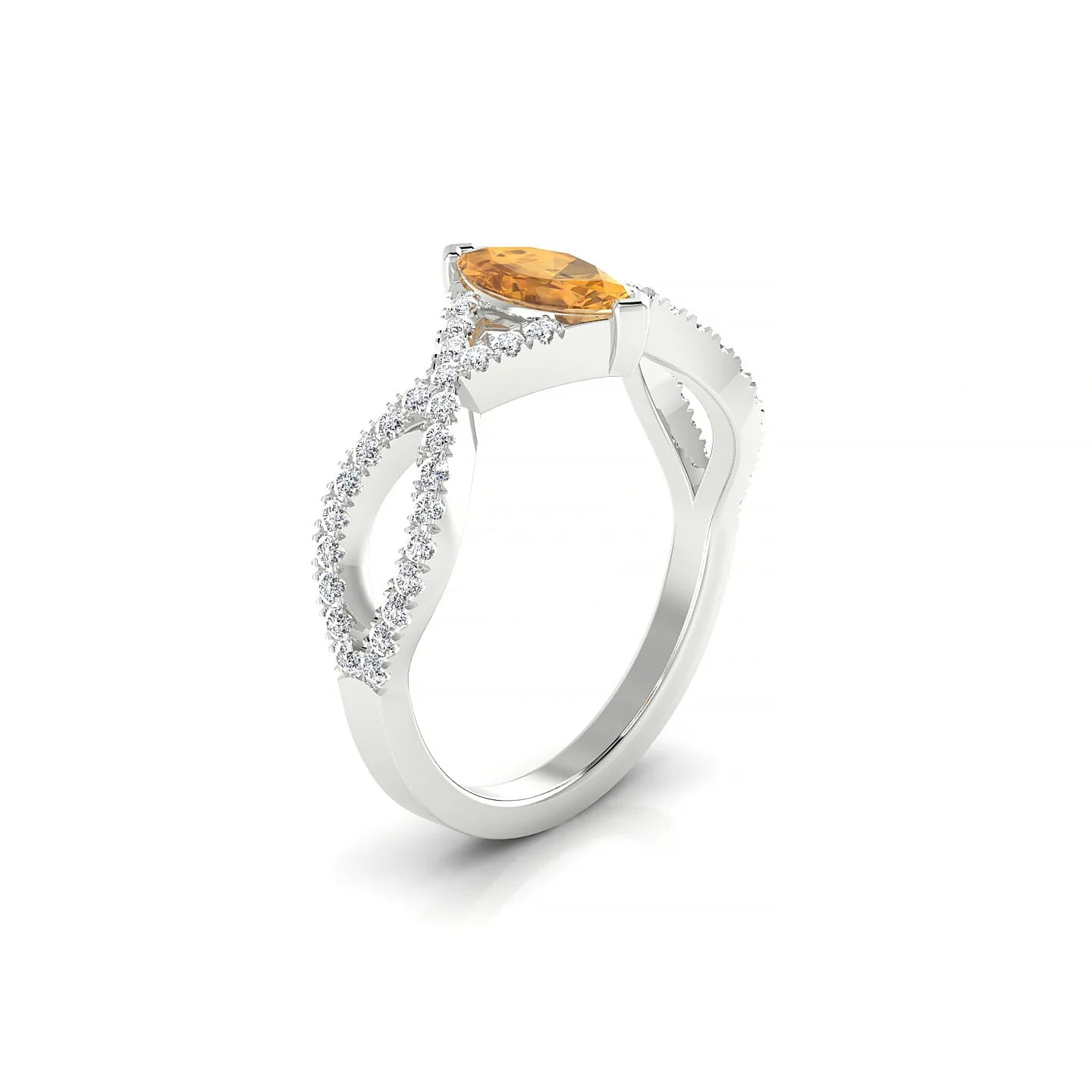 Haze | 18k White Gold 8 x 4 mm Marquise Citrine Ring