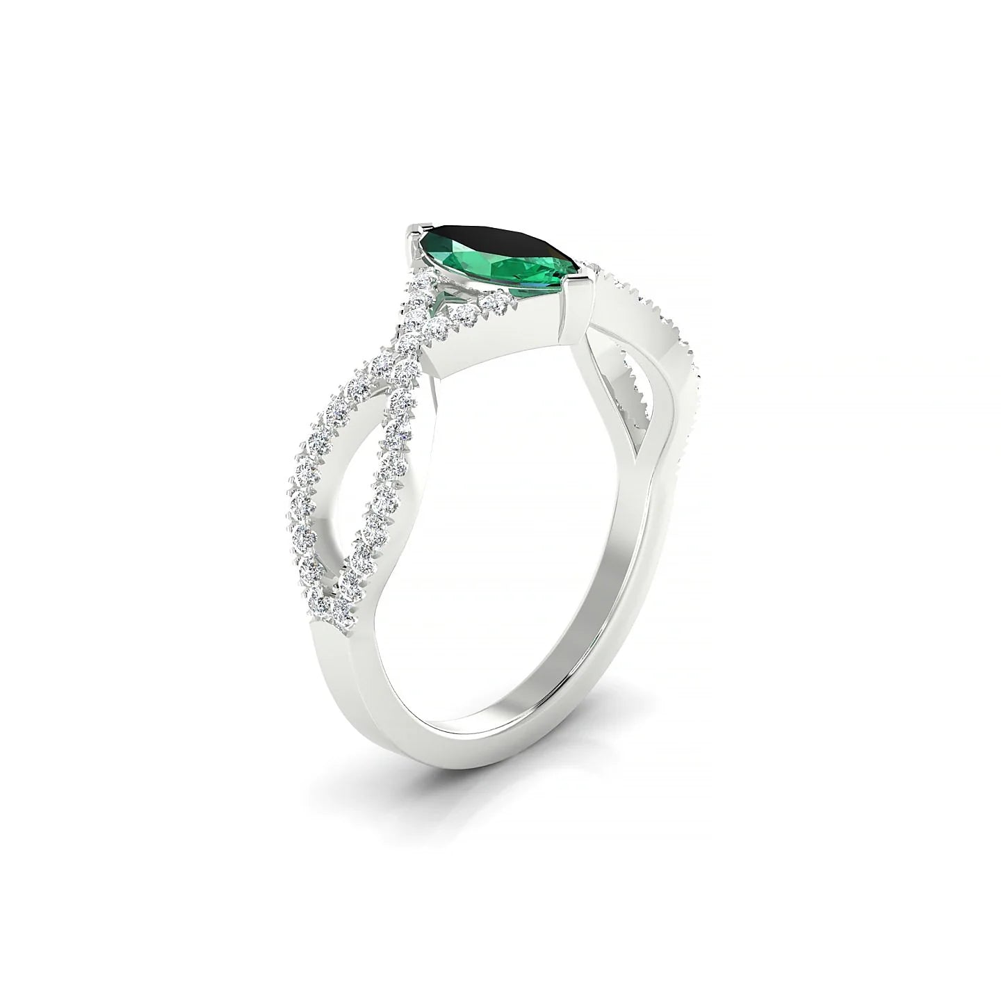 Haze | 18k White Gold 8 x 4 mm Marquise Emerald Ring