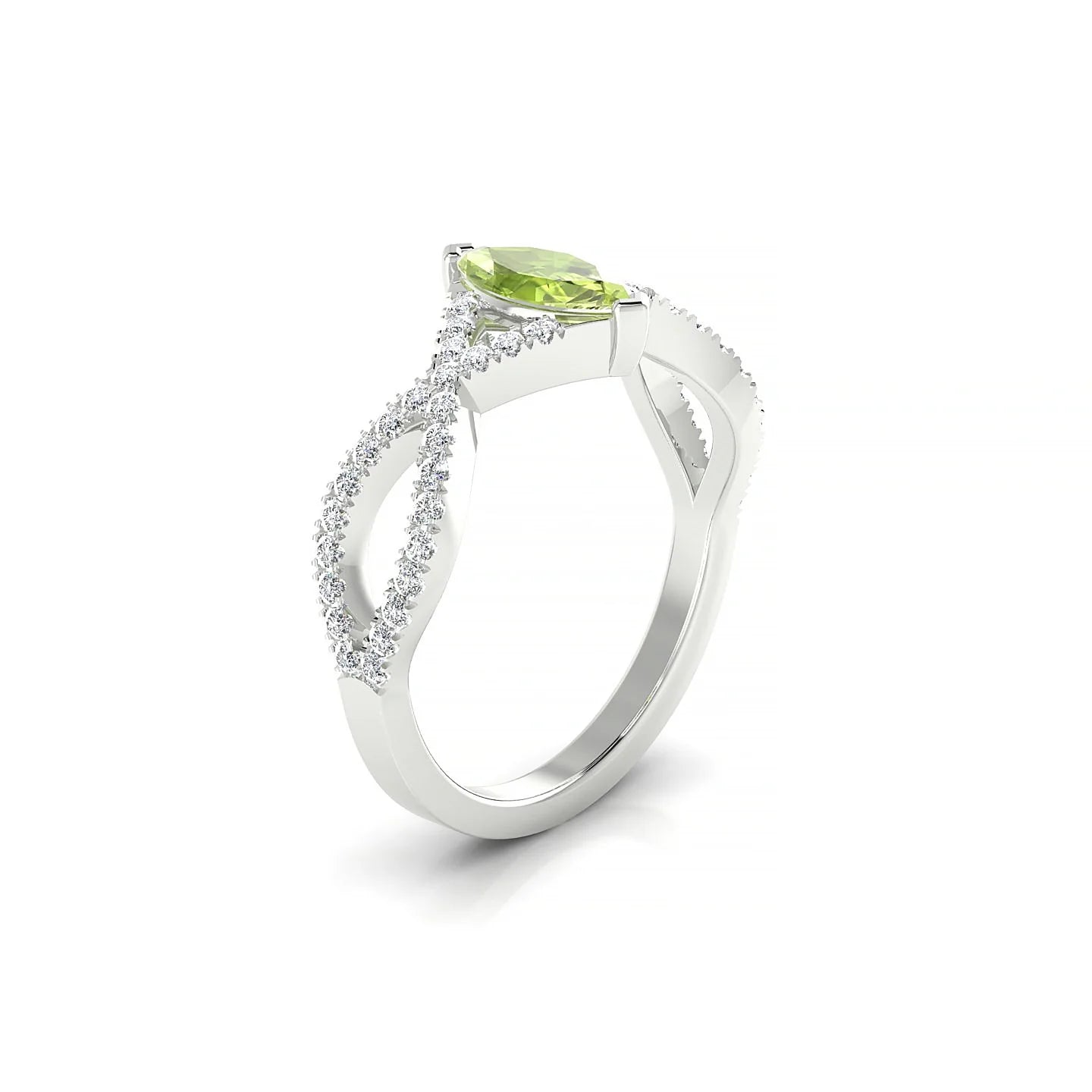 Haze | 18k White Gold 8 x 4 mm Marquise Peridot Ring