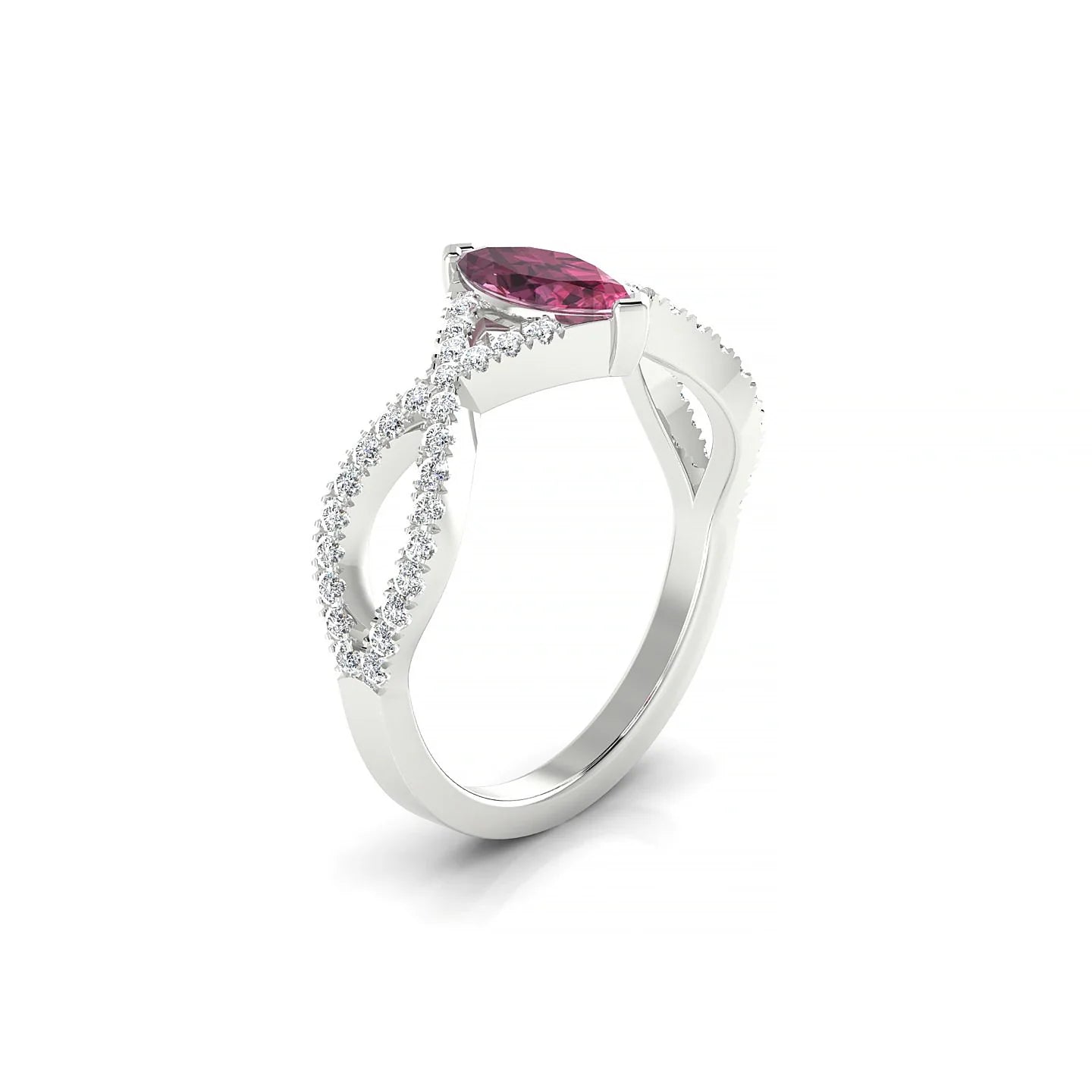 Haze | 18k White Gold 8 x 4 mm Marquise Rhodolite Ring