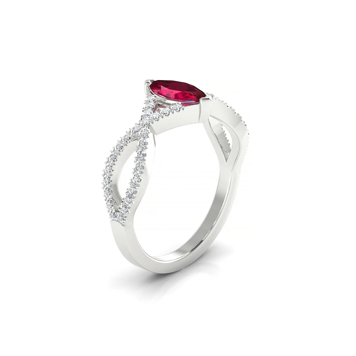 Haze | 18k White Gold 8 x 4 mm Marquise Ruby Ring