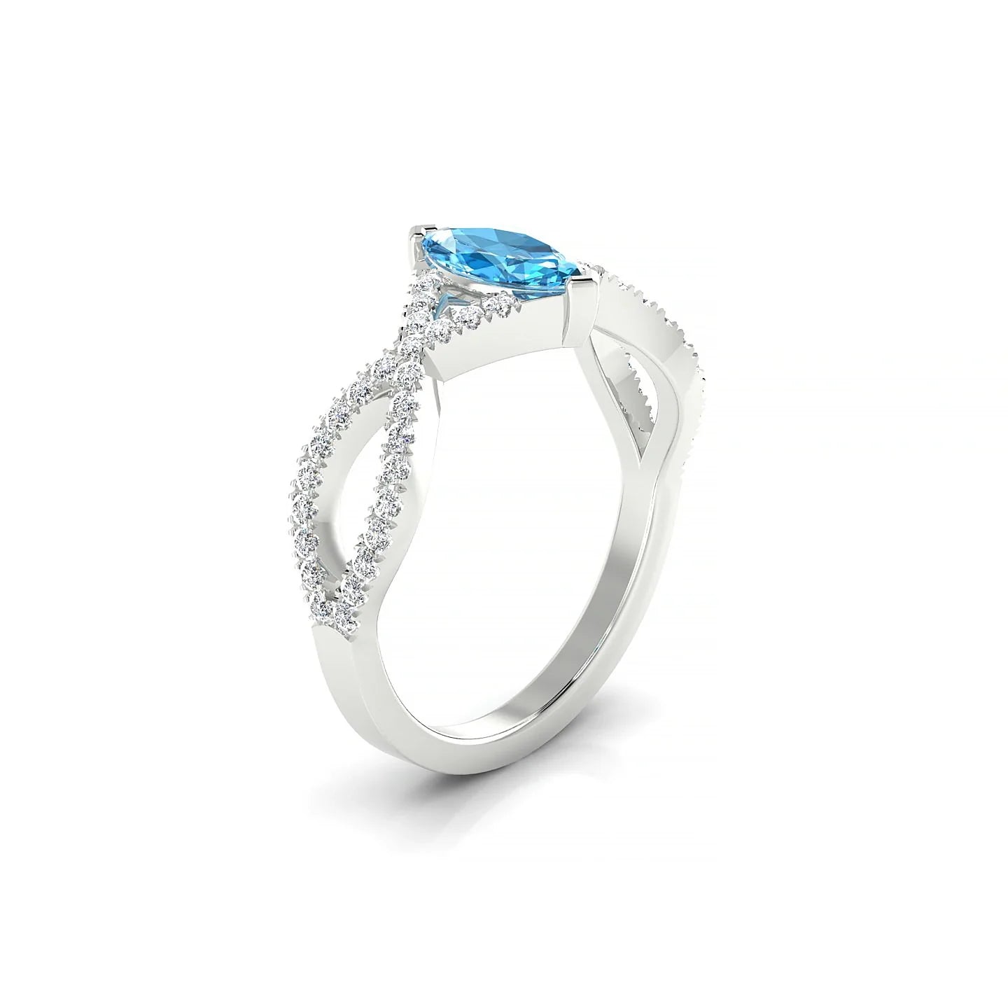 Haze | 18k White Gold 8 x 4 mm Marquise Topaz Ring