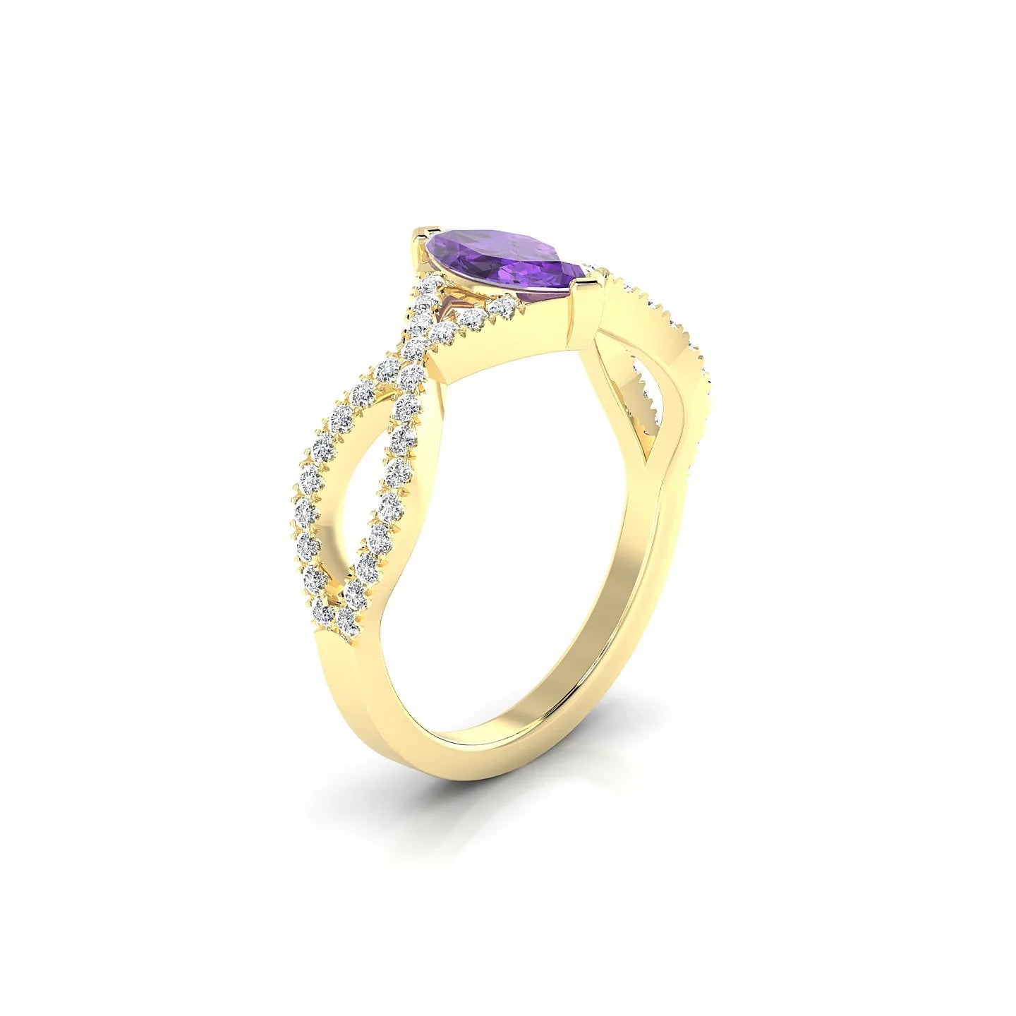 Haze | 18k Yellow Gold 8 x 4 mm Marquise Amethyst Ring