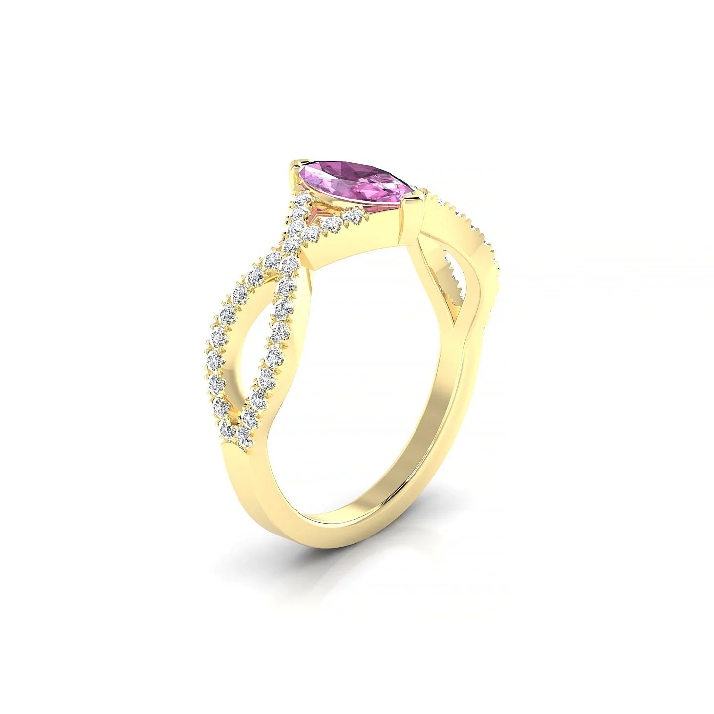 Haze | 18k Yellow Gold 8 x 4 mm Marquise Pink Sapphire Ring