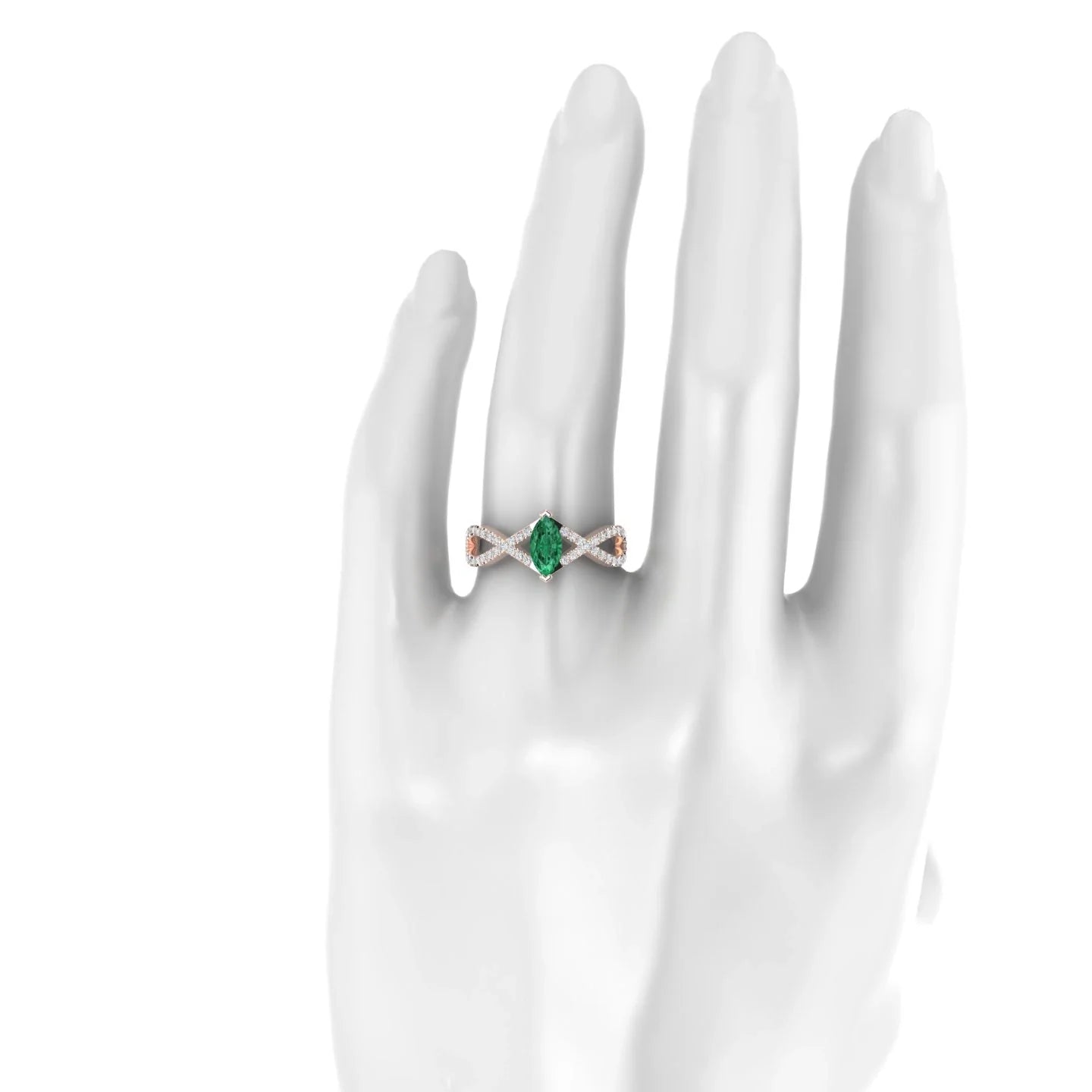 Haze | 18k Rose Gold 8 x 4 mm Marquise Emerald Ring