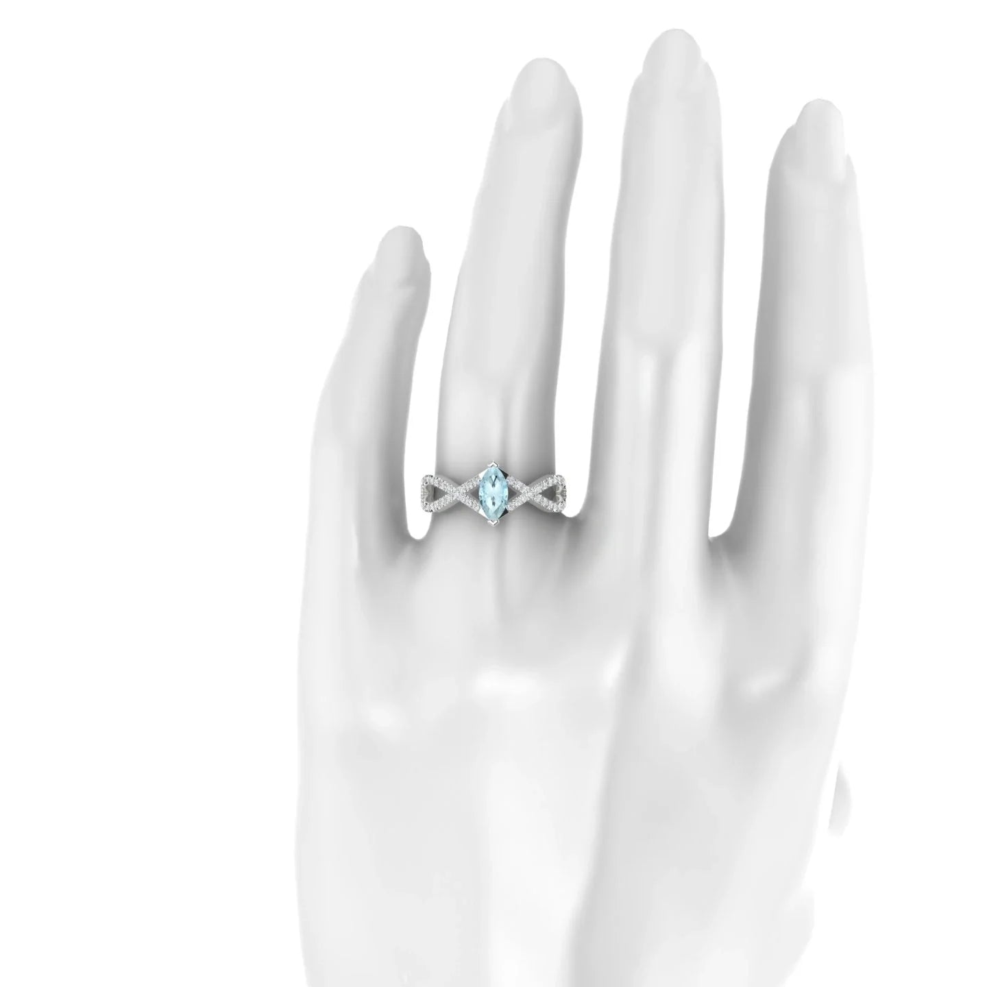 Haze | 18k White Gold 8 x 4 mm Marquise Aquamarine Ring